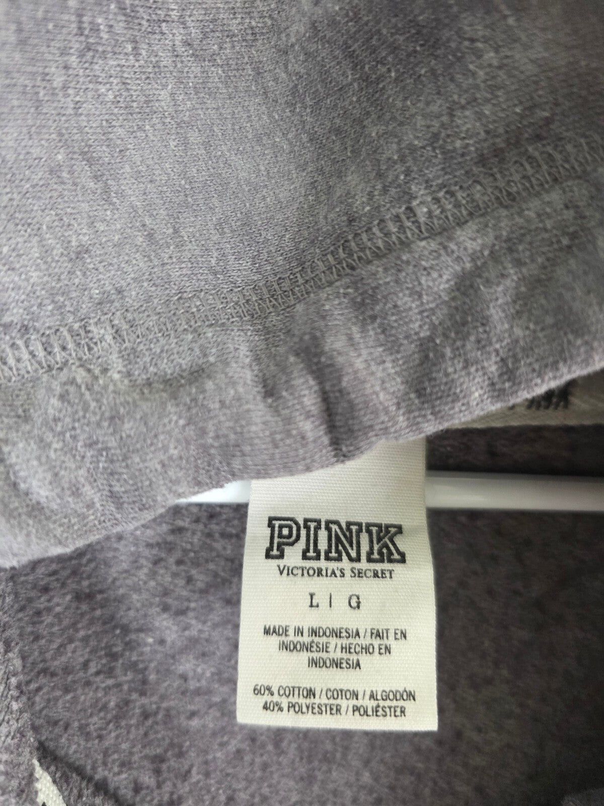 Victorias Secret Pink Vintage Full zip Love Logo Hoodie Jacket Grey Large