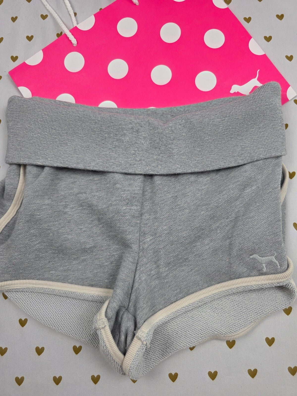 Victorias Secret PINK Foldover Logo Butt Sweat Shorts Grey XS
