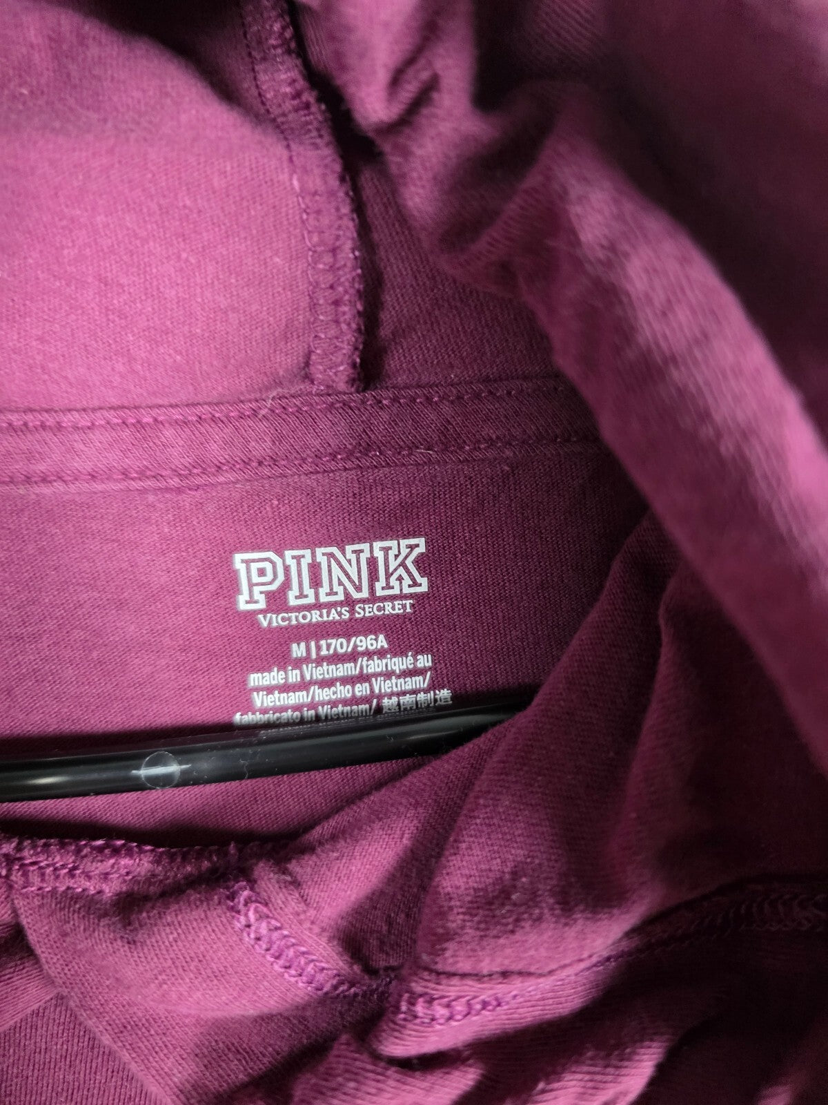 Victorias Secret PINK Medium camo Logo Hooded Tee shirt Maroon