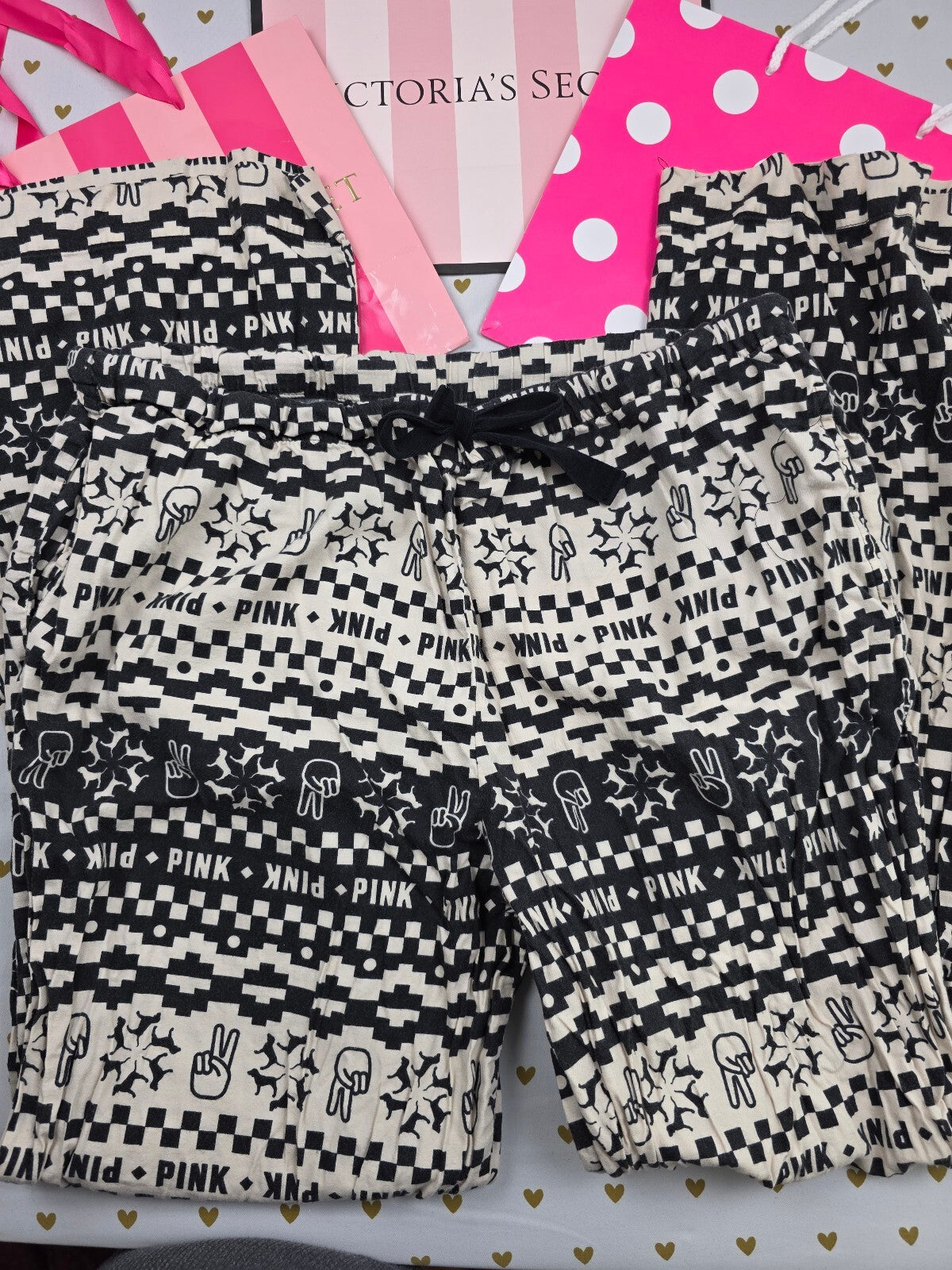 Victorias Secret Pink Large Logo Sleep Pants Pajama PJ Bottoms