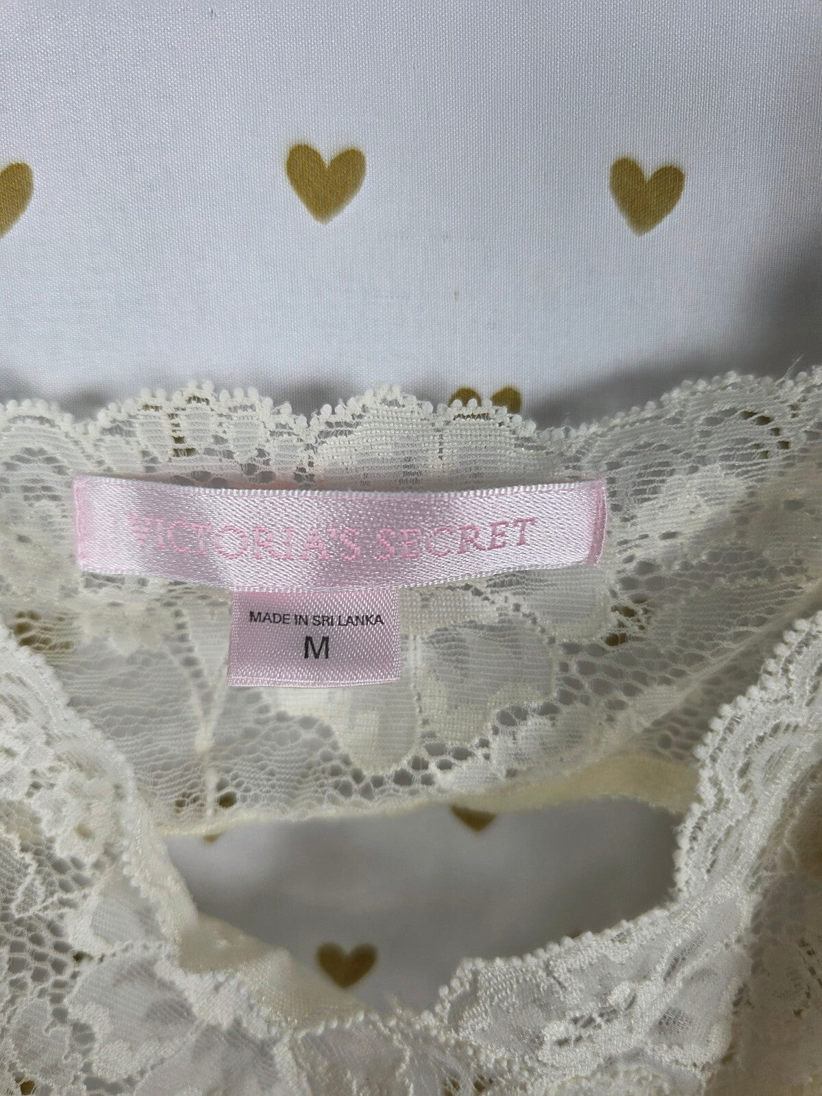 Vintage 1999 Victoria's Secret Ivory Lace Open Back Babydoll Chemise M Y2K
