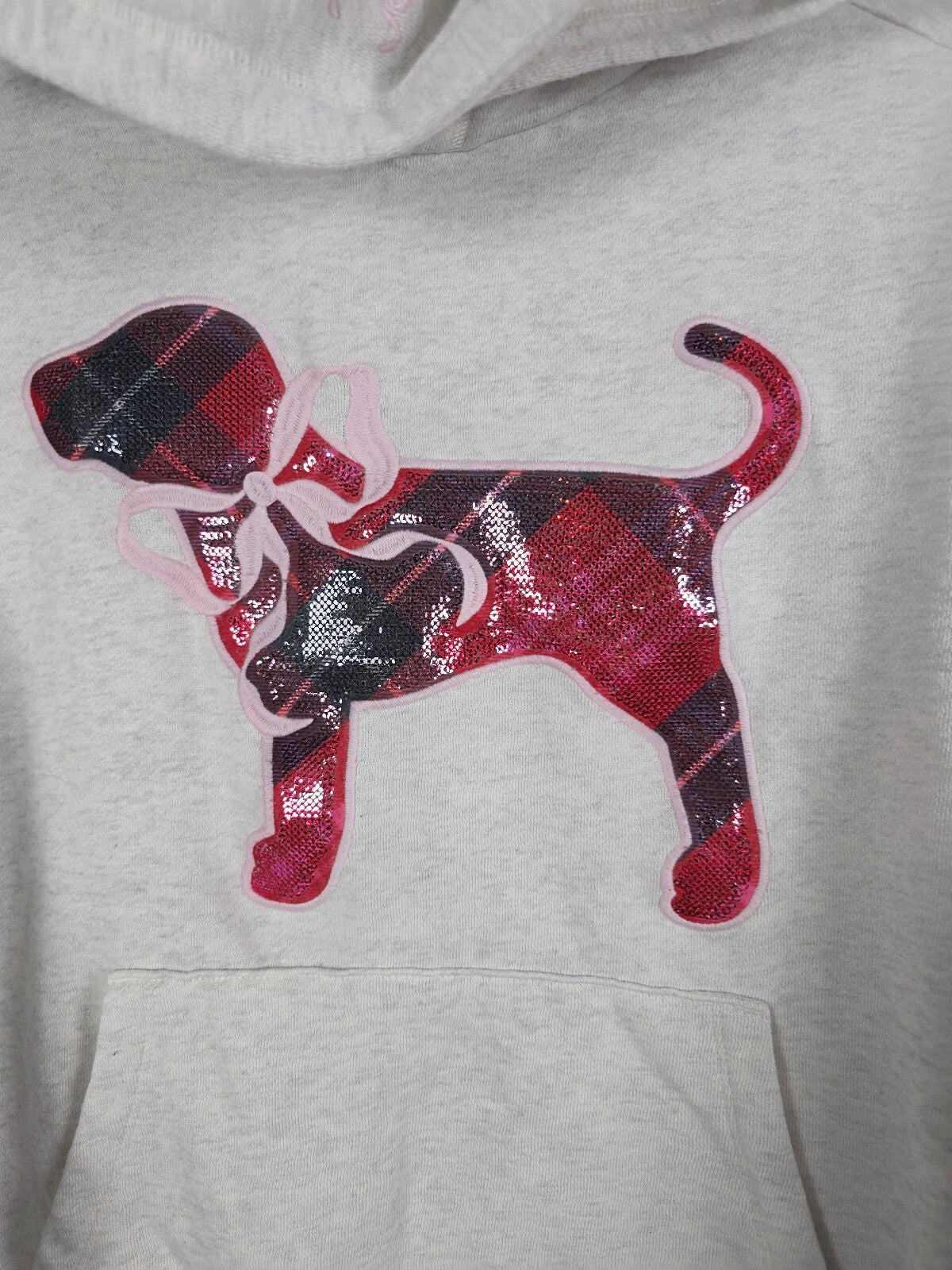 Victoria's Secret PINK x LoveShackFancy Dog Hoodie Jogger Set M Plaid BLING