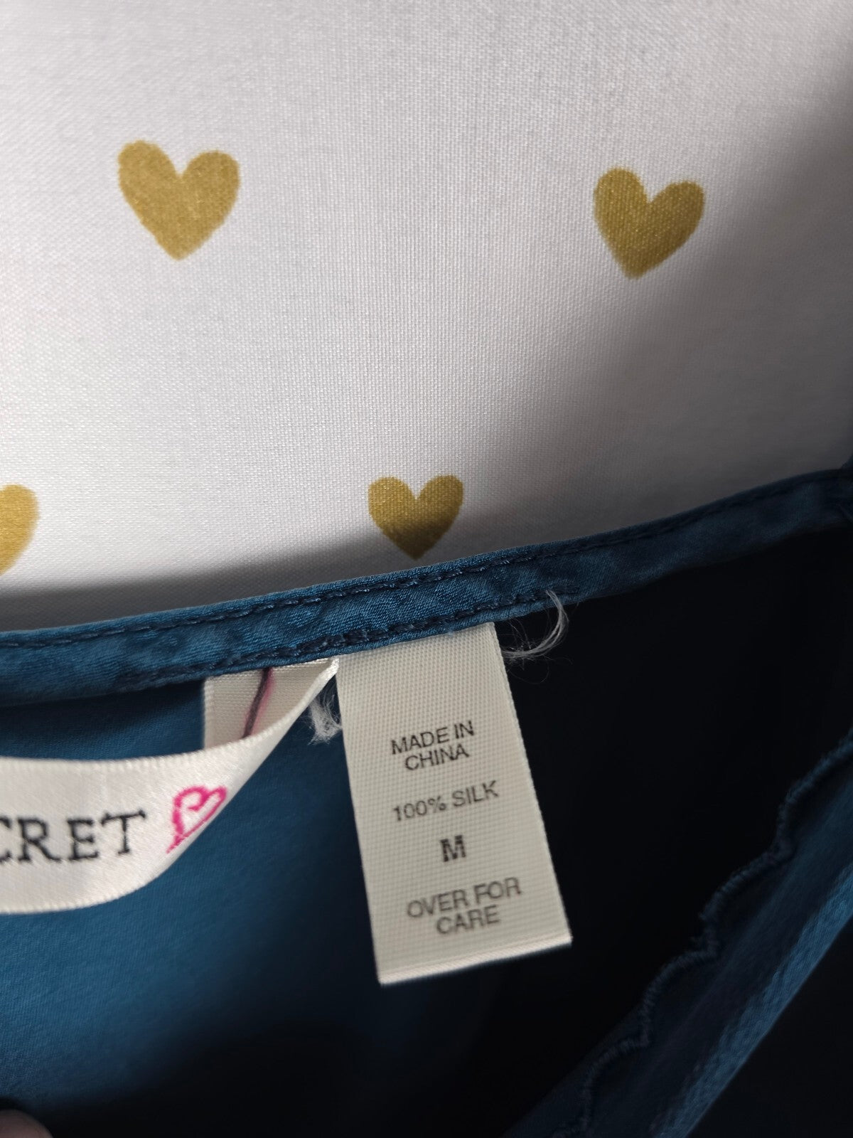 Victorias Secret Teal vintage Heart Label Slip Dress Nightie 100% SILK MEDIUM