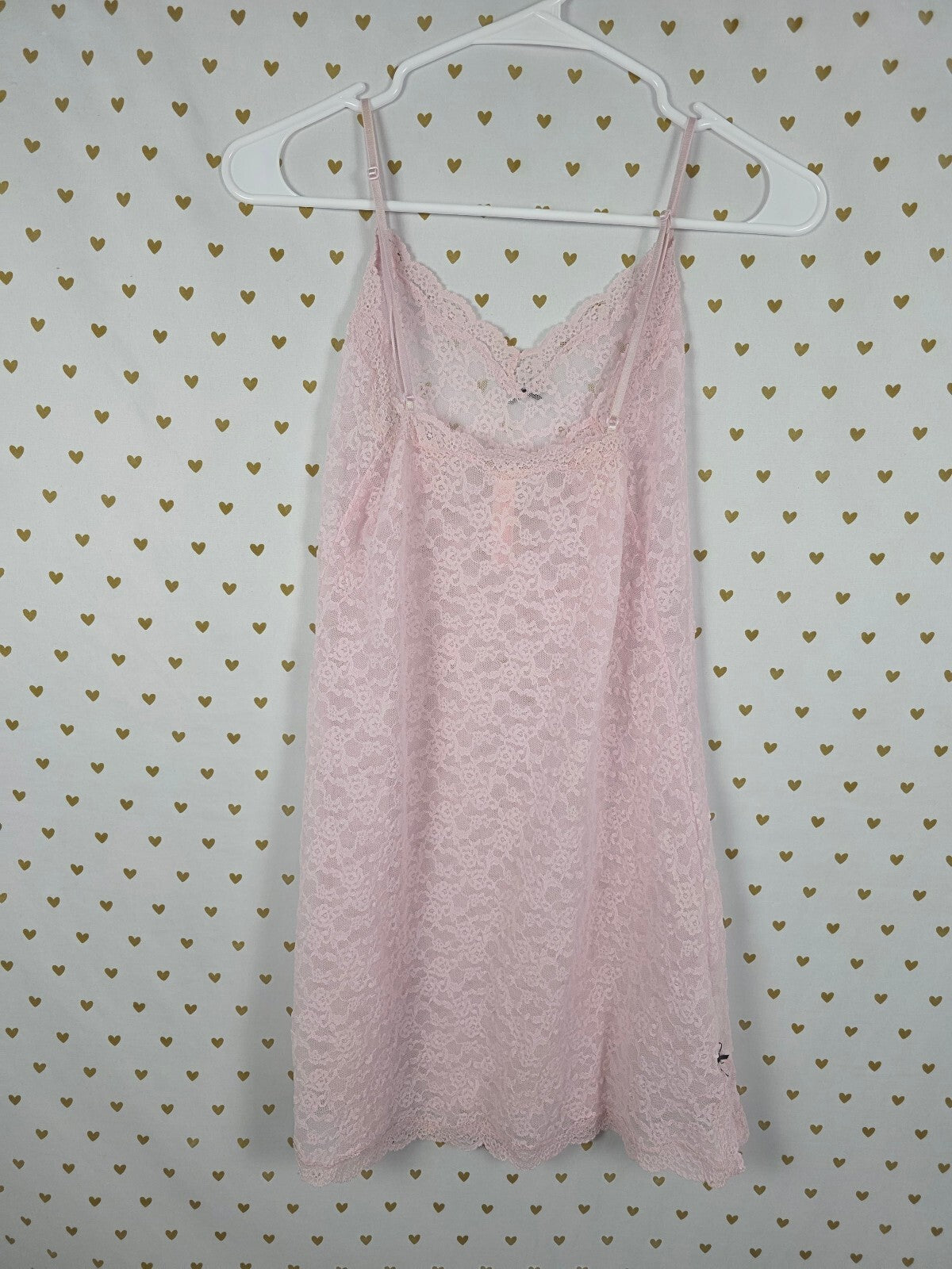 Victorias Secret Stretchy Light Pink Lace Nightie Lingerie slip dress MEDIUM