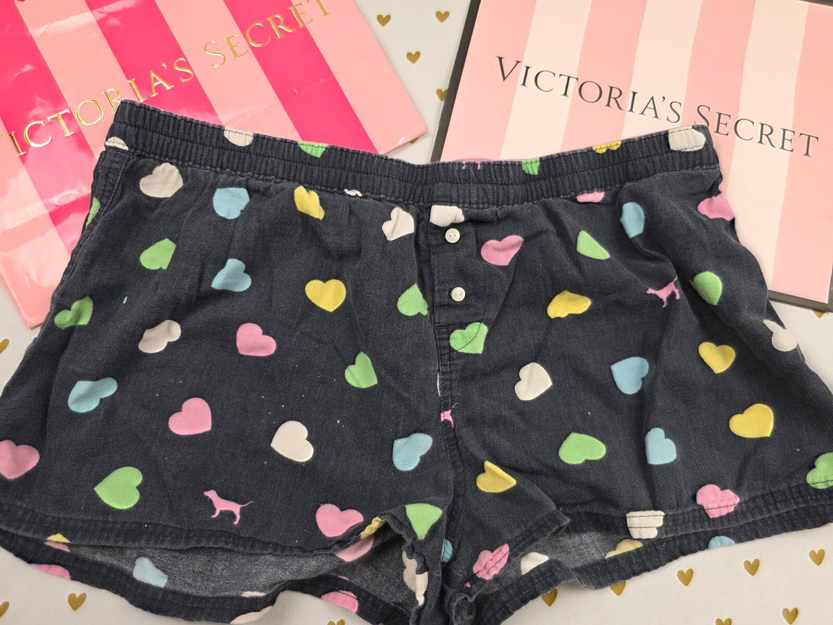 Victorias Secret PINK Hearts vintage Med Sleep Shorts Boxers Pajama Bottoms