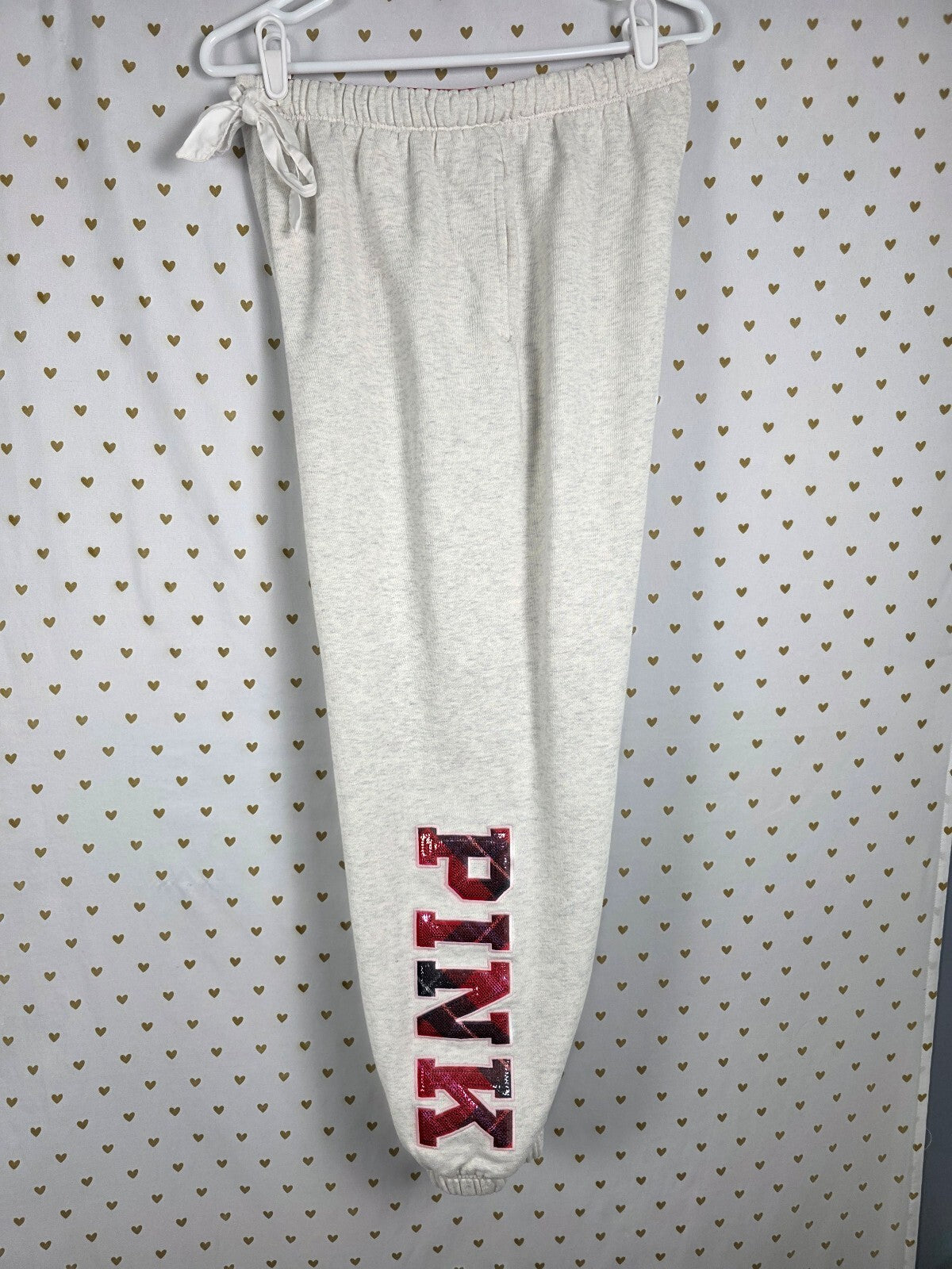Victoria's Secret PINK x LoveShackFancy Dog Hoodie Jogger Set M Plaid BLING