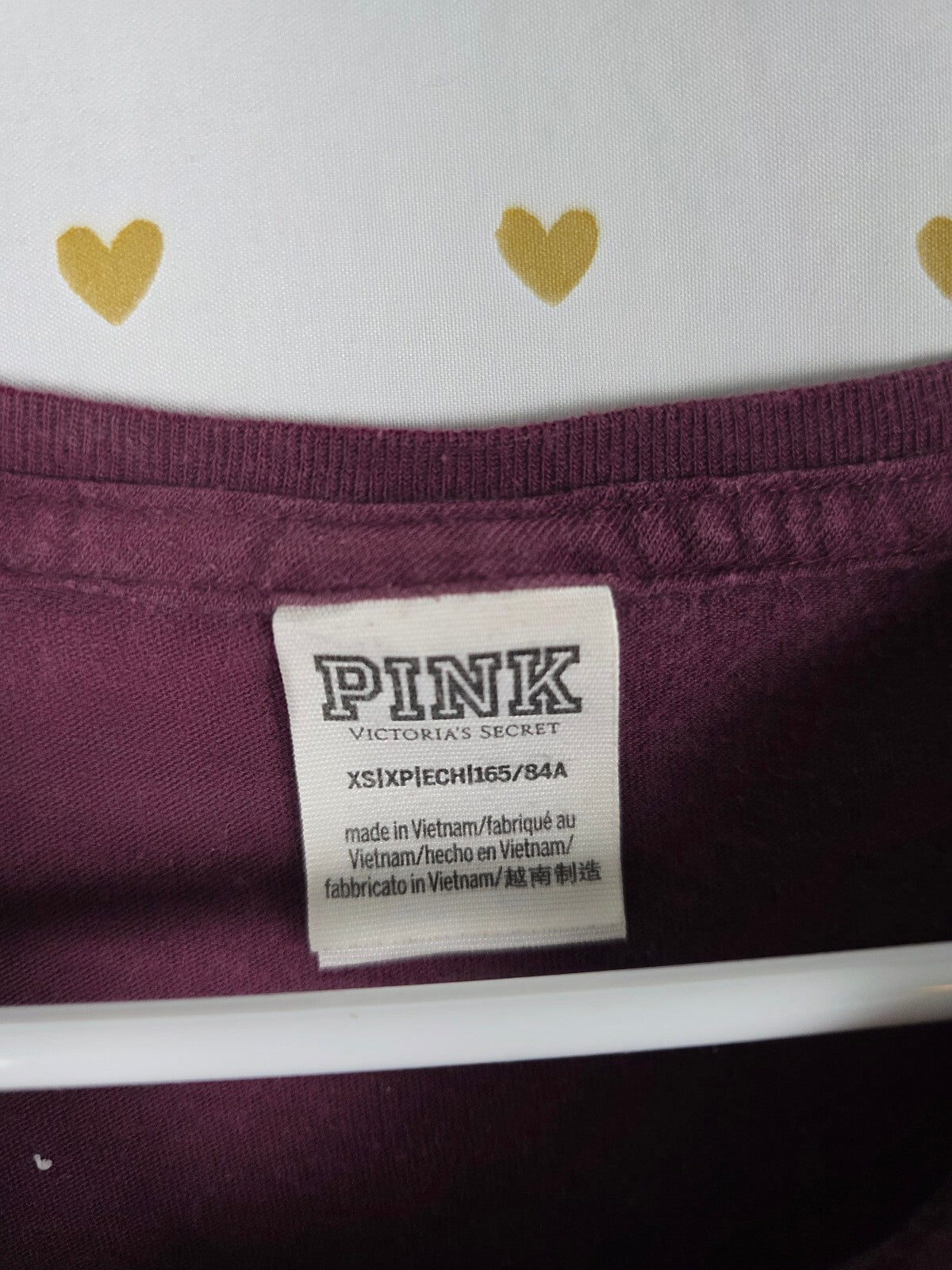 Victorias Secret PINK Maroon Bling sequined Tee shirt Silver XS