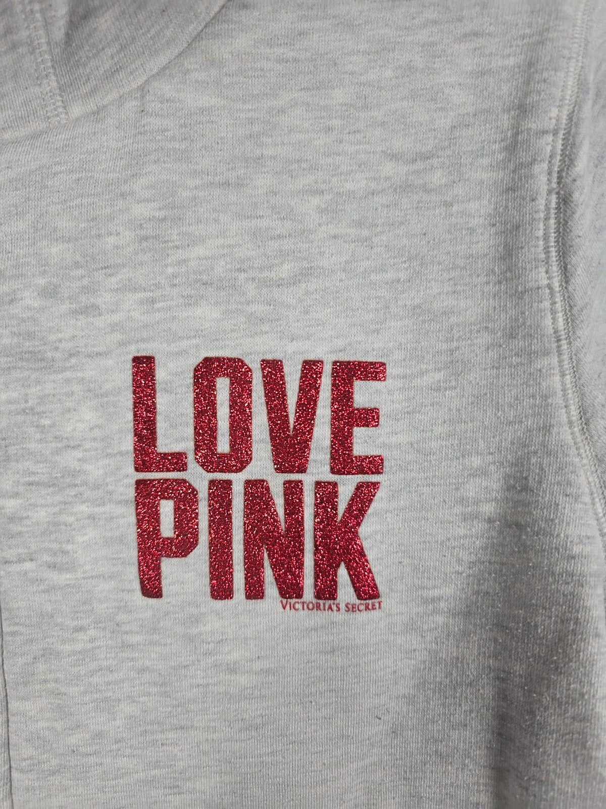 Victoria's Secret PINK NY Giants NFL BLING Faux Fur Lined Hoodie Small Glitter