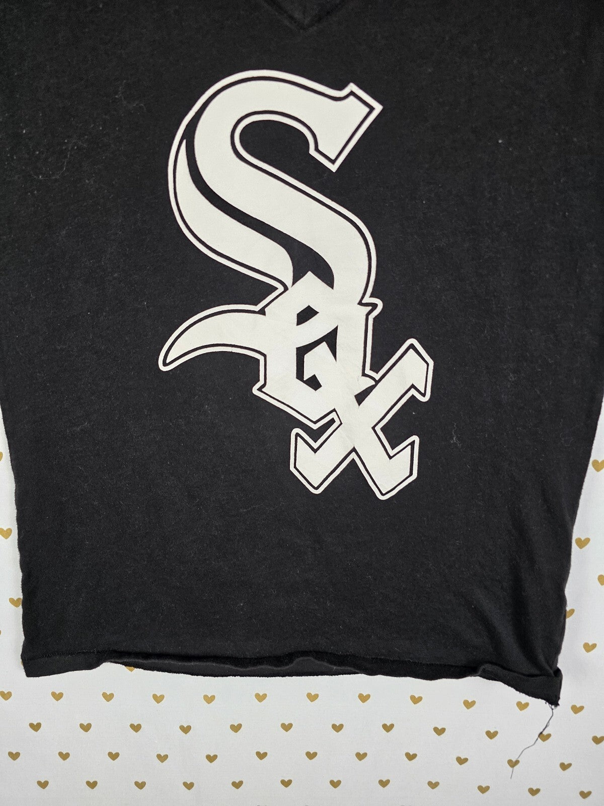 Vintage VS PINK Chicago White Sox V Neck Tee M 5th Ocean MLB Black