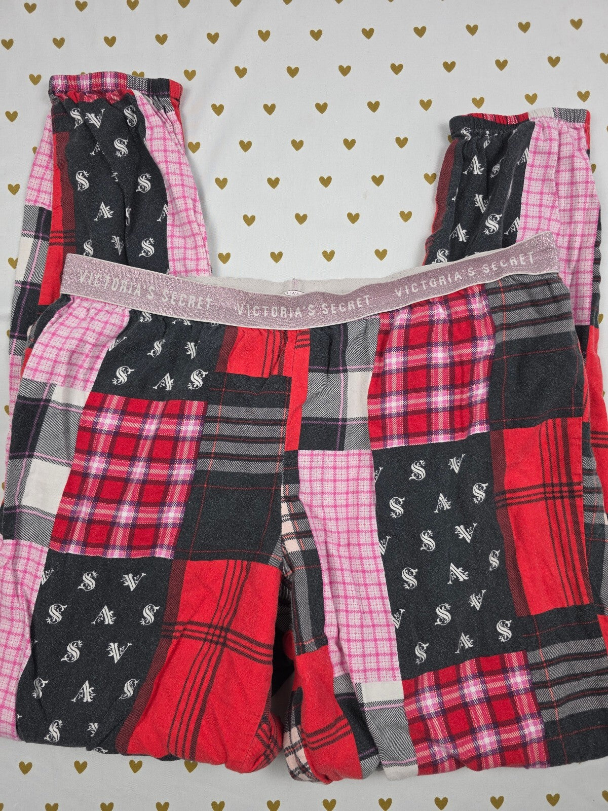 Victorias Secret Patchwork Pattern Medium Sleep Pants Pajama PJ Bottoms