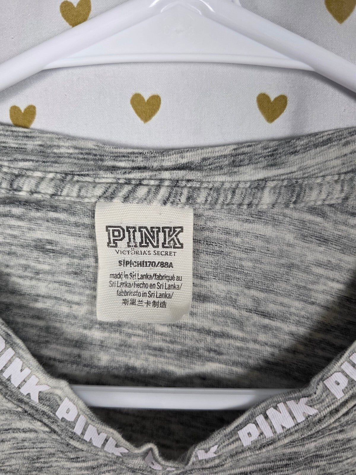 Victorias Secret PINK Grey Long Sleeve Tee shirt SMALL