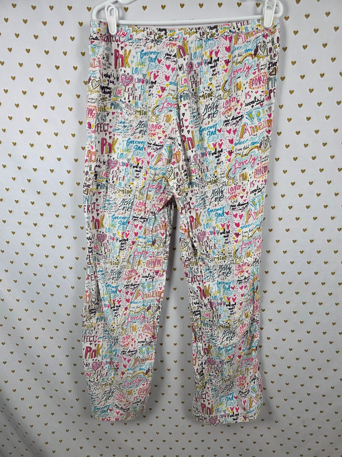 Victoria's Secret PINK Vintage Doodle Graffiti Pajama Pants L Cotton Y2K