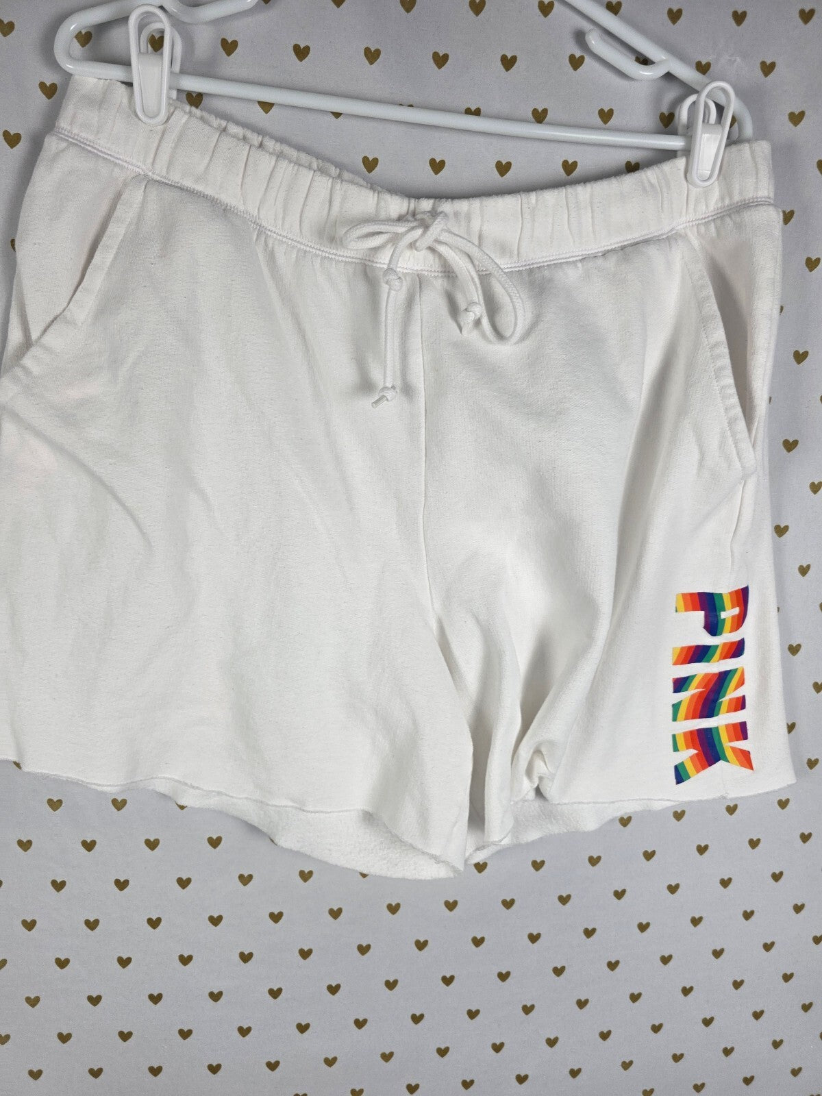 Victorias Secret Pink Rainbow Logo Sweat Shorts Hoodie Jacket SET XL XXL