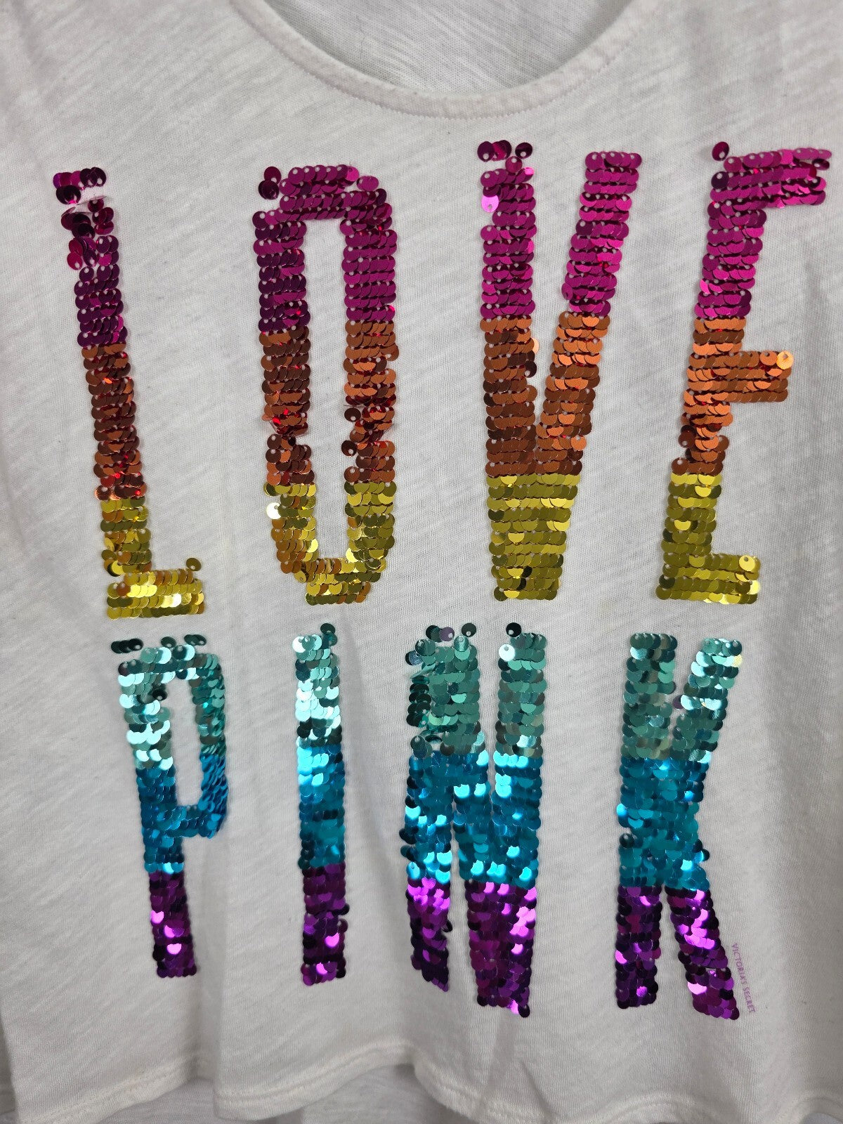 Victorias Secret PINK Rainbow Bling Sequined Tank Top Love Y2k XS