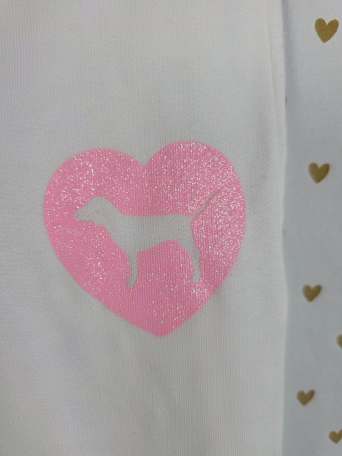 Victorias Secret PINK CAMPUS ORIGINALS Logo butt Glitter Sweats White  MED