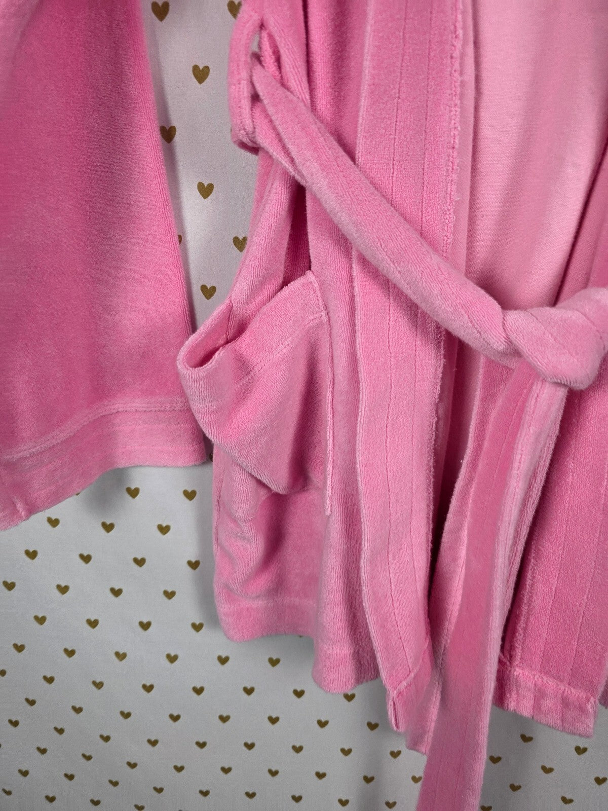 Vintage Victoria's Secret PINK 2008 Pink Velour Rhinestone Robe C'est Chic Xs SM