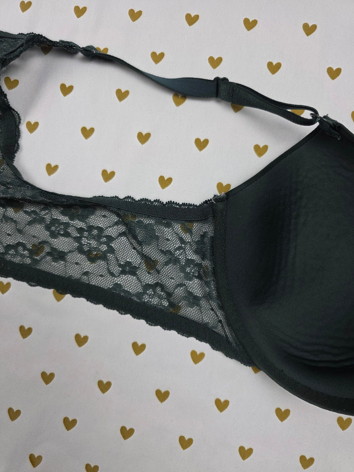 Victorias Secret Green Lace Front Close Racerback Bra Demi Balconette 34D