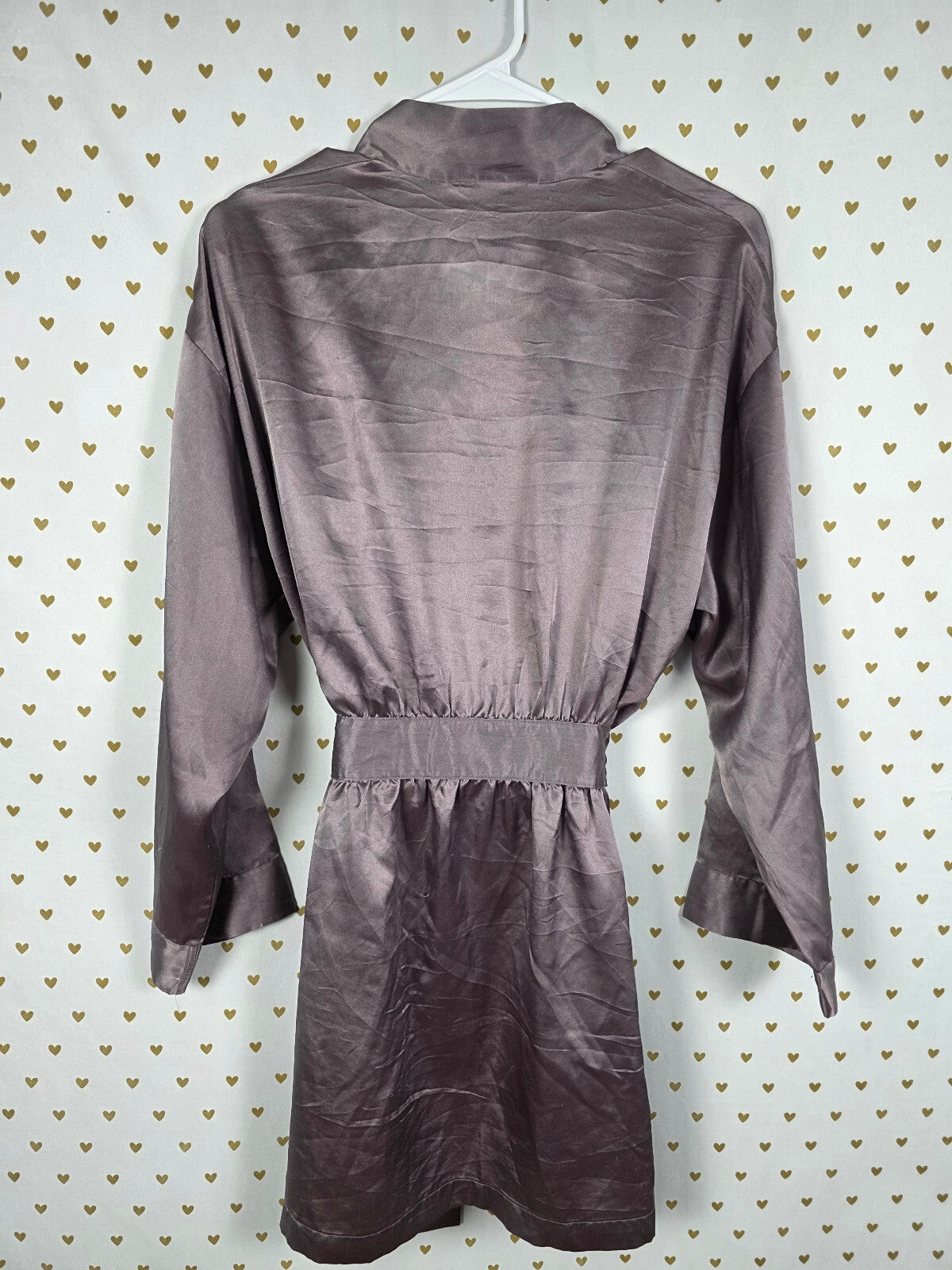 Victorias Secret Taupe Pocket Lounge Satin Silky Robe Kimono ONE SIZE FITS ALL