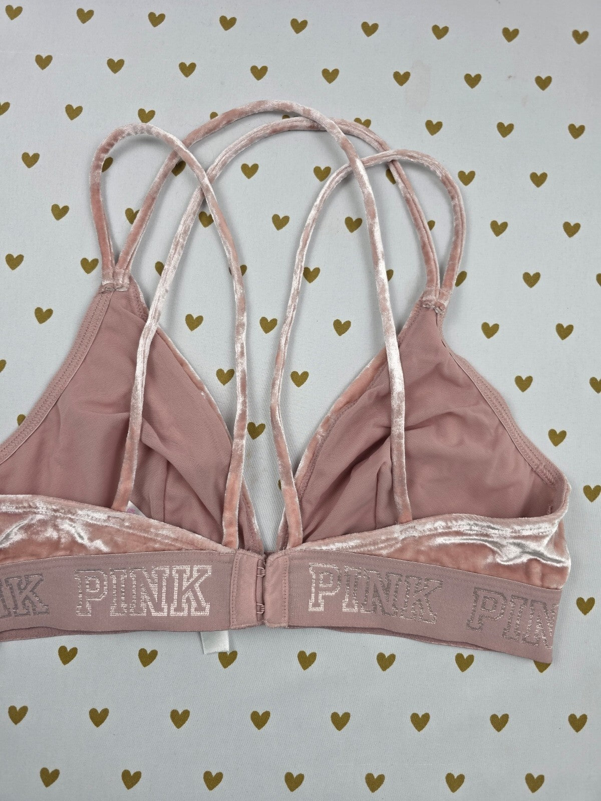 Victorias Secret Pink Velvet Strappy Medium Bralette Bra Top Tank