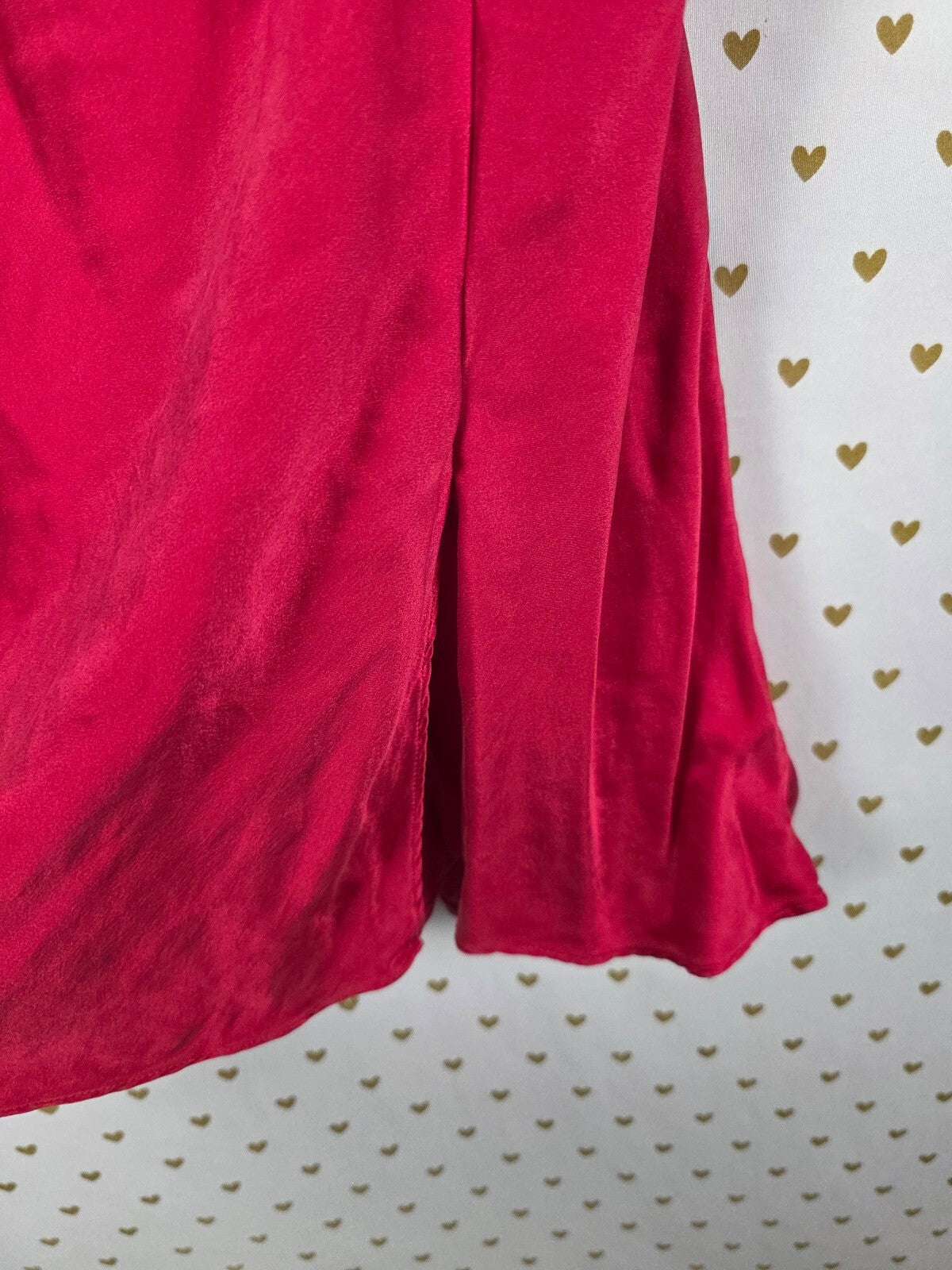 Victorias Secret Red Vintage Heart Label 100% SILK nightie Slip Dress MEDIUM