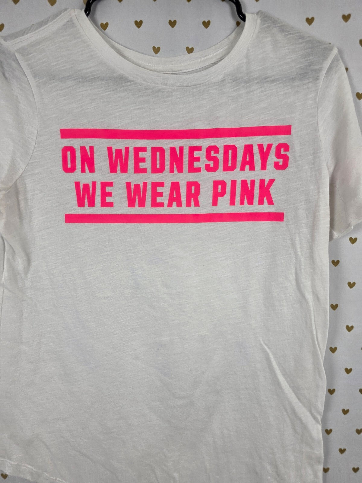 Victorias Secret On Wednesdays we wear Pink White Tee shirt Small