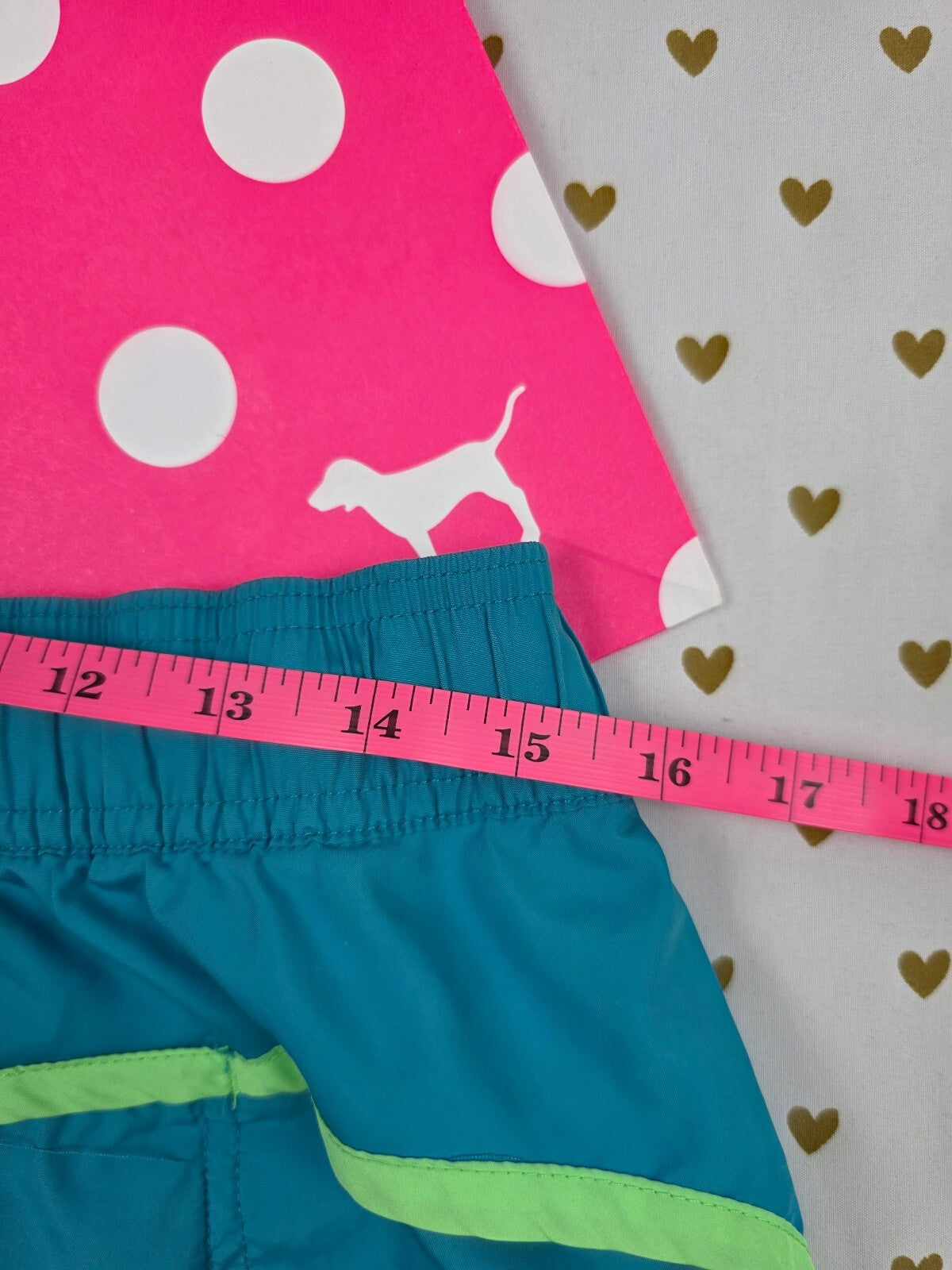 Victoria's Secret PINK 86 Shorts Medium Teal Neon Green Vintage Y2K Athletic
