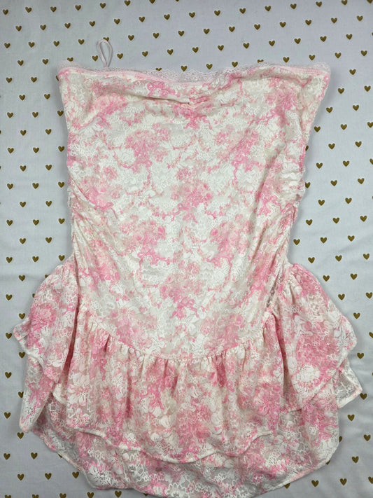 Victorias Secret PINK LOVESHACKFANCY Strapless Ruffled Dress Lace XL