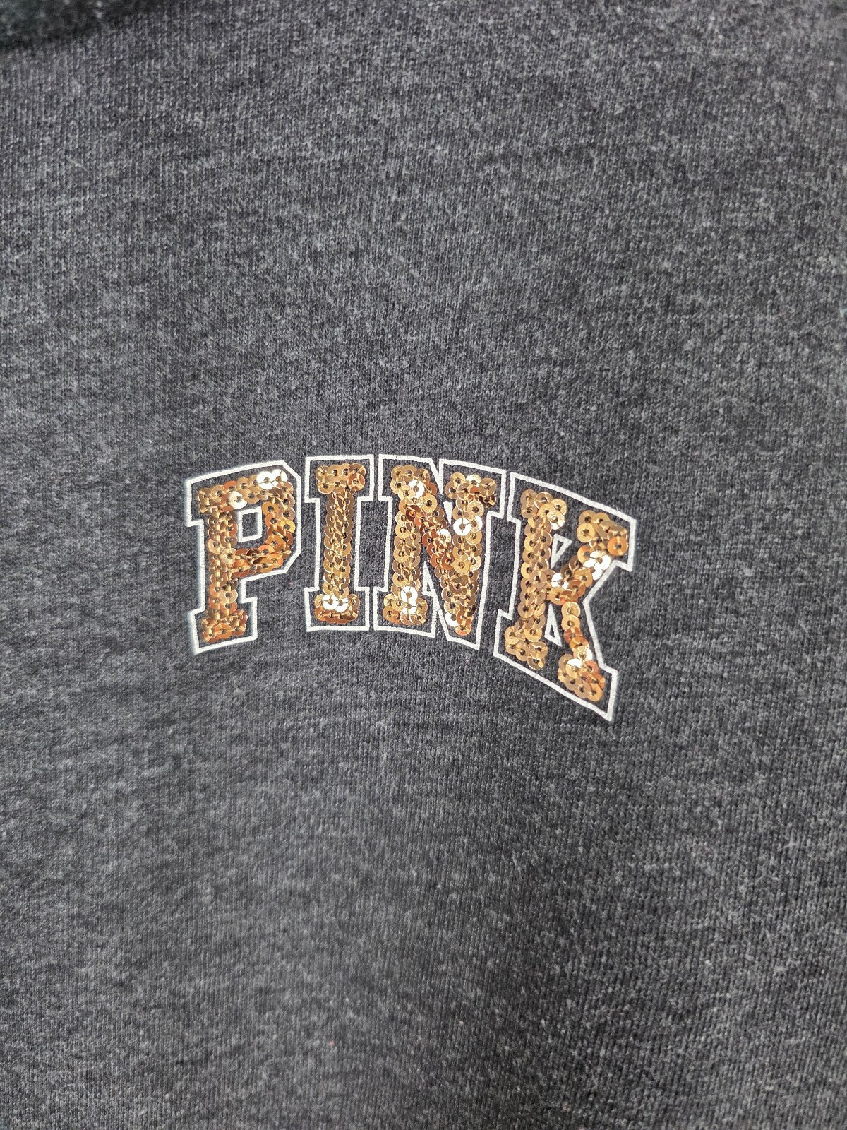 Victorias Secret Pink Gold Bling Sherpa Hood Pullover Sweater Hoodie Large