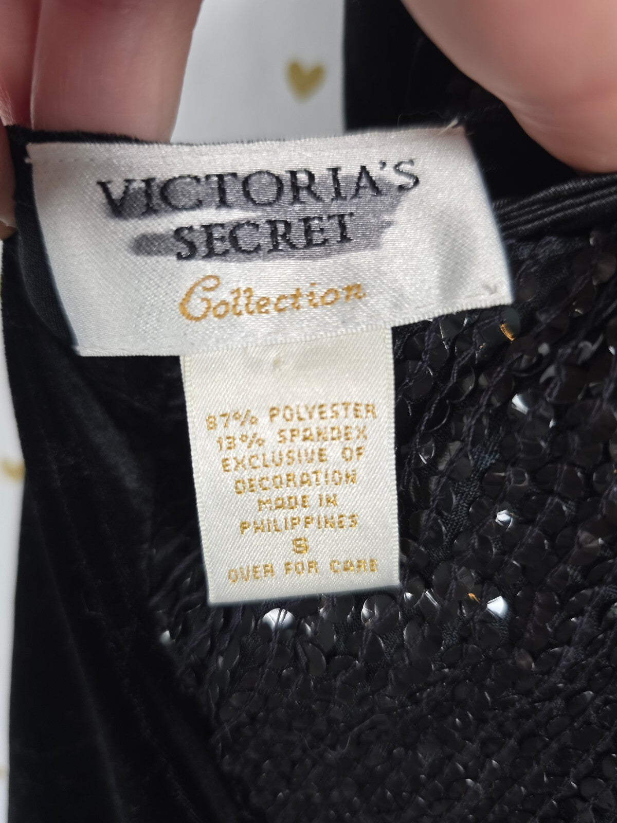 VTG Victoria's Secret Collection Velvet Sequin Mini Dress Open Back Black S