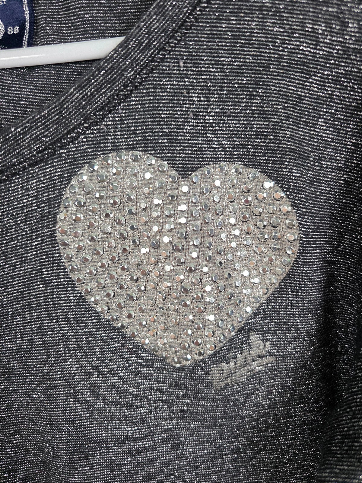 Victorias Secret PINK Vintage SHIMMER Heart BLING HENLEY Long Sleeve Button L