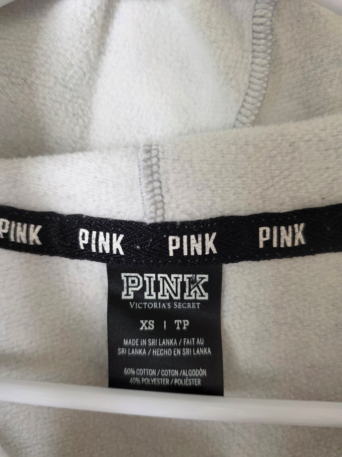 Victorias Secret Pink Rainbow Bling HTF Hoodie Jacket XS Full Zip Grey