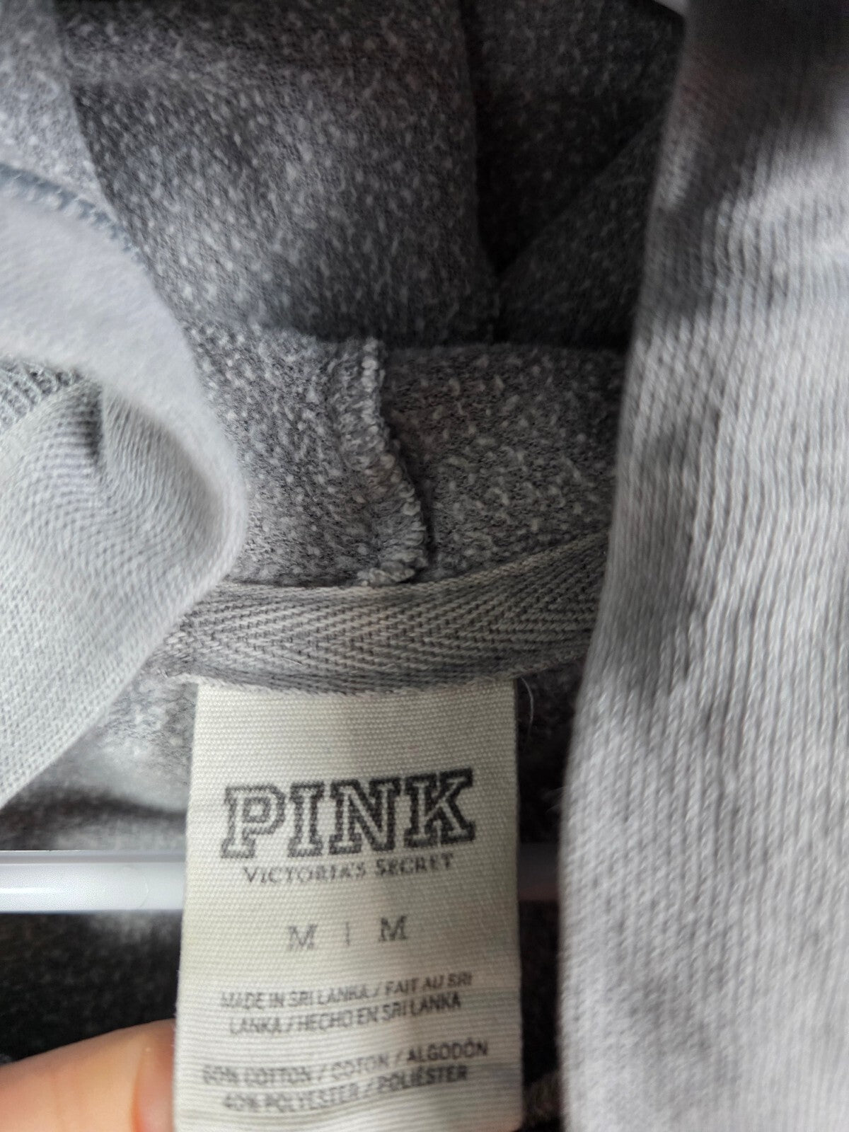 Victorias Secret Pink Rainbow Full Zip grey Hoodie Sweater Logo LOVE MEDIUM Y2k