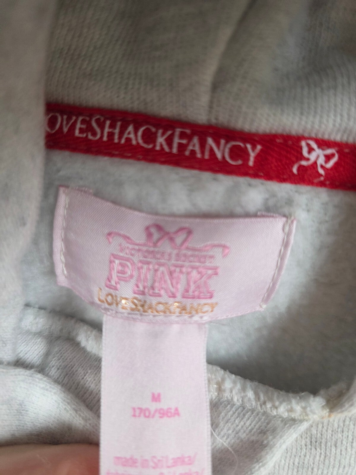 Victoria's Secret PINK x LoveShackFancy Dog Hoodie Jogger M Plaid BLING SET