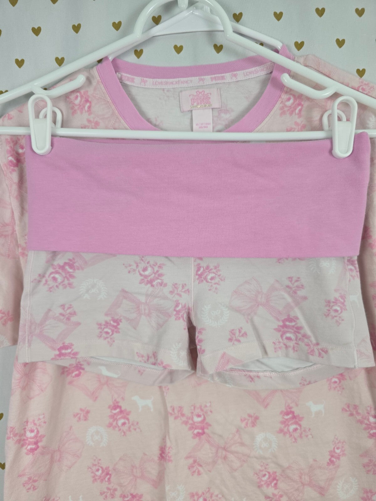 Victoria's Secret PINK x LoveShackFancy Bow Tee Foldover Shorts Set XS outfit