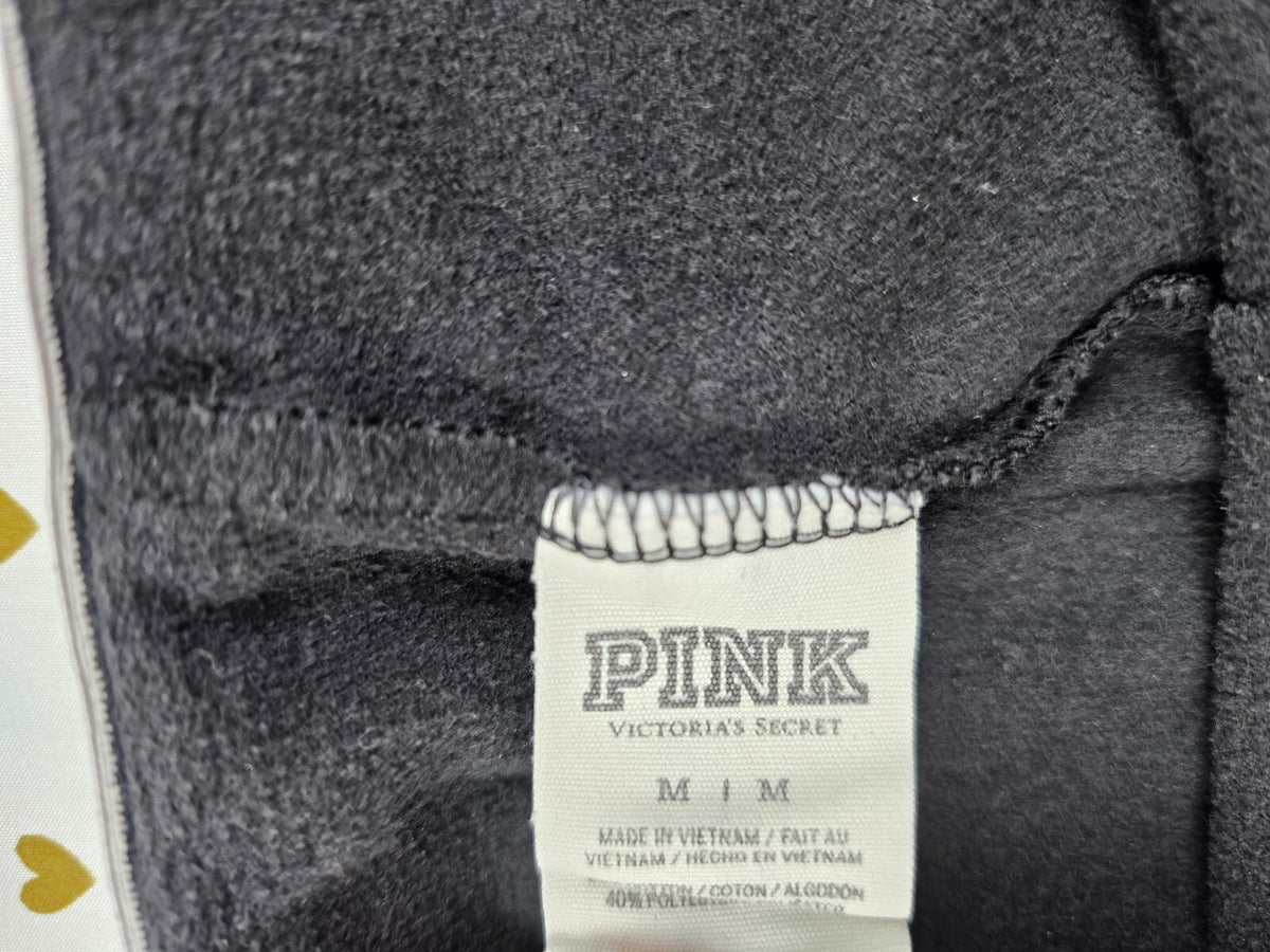 Victorias Secret PINK Dog Logo Black Foldover Sweat Shorts MEDIUM