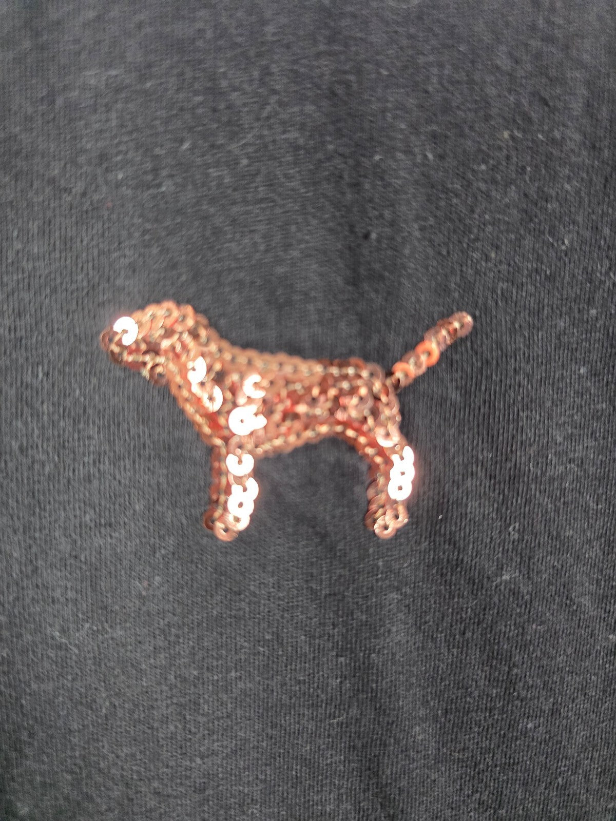 Victorias Secret PINK Bling Cross front Gold sequin Dog Logo Tee Shirt XS