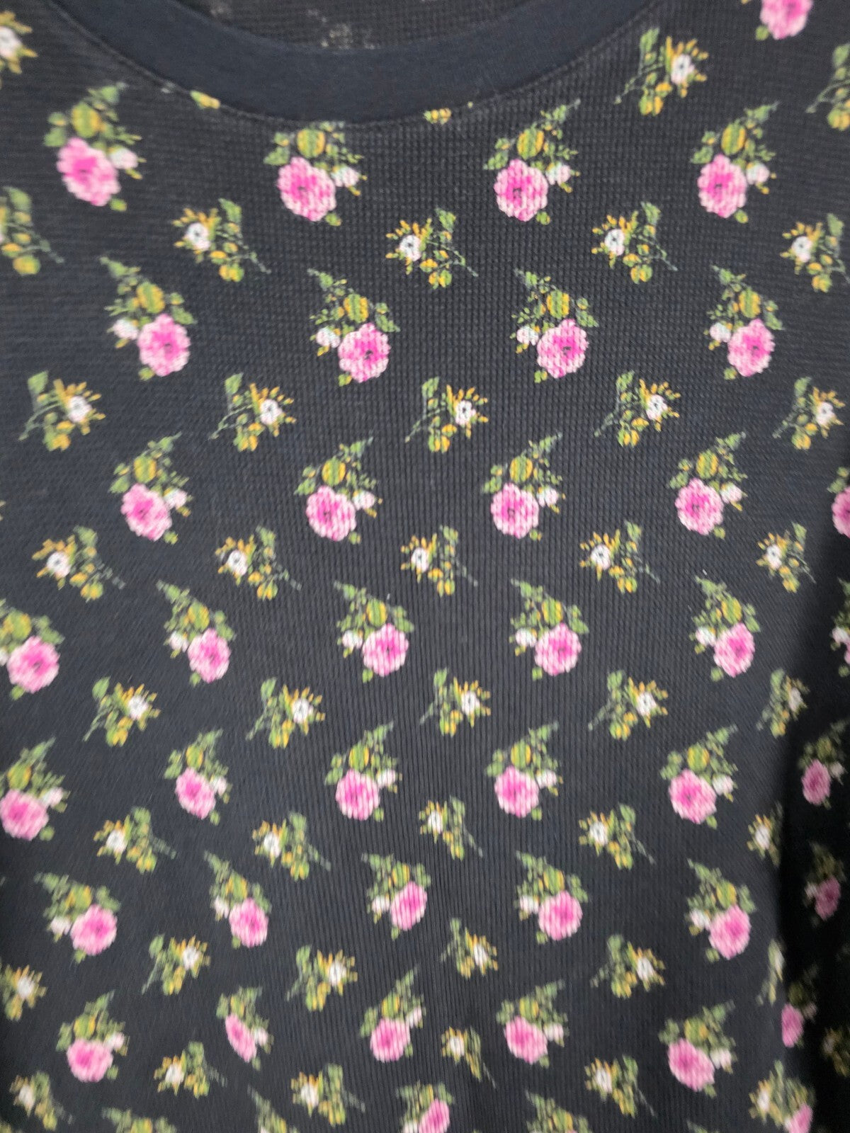 Victorias Secret Thermal Waffle Floral Long Sleeve Nightgown Sleep Shirt XL