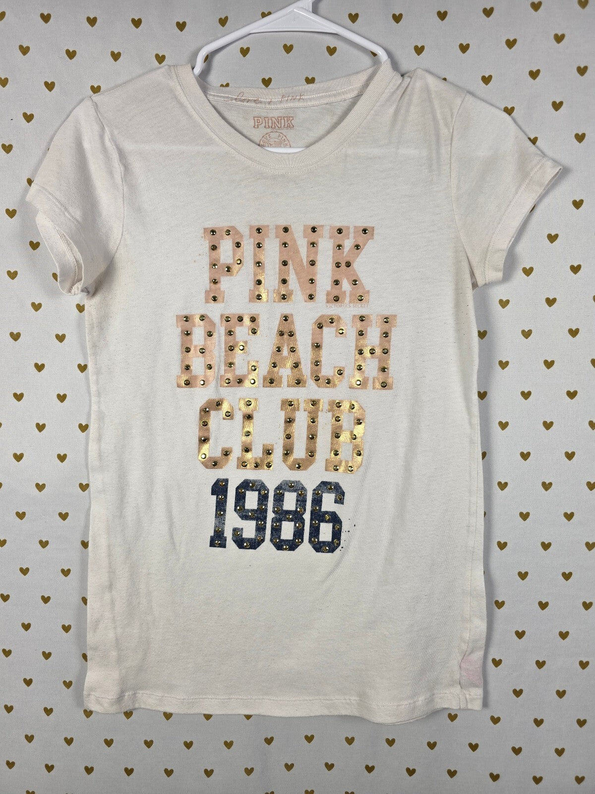 Victorias Secret PINK Vintage Bling Beach Club 86 Tee shirt Y2k Medium