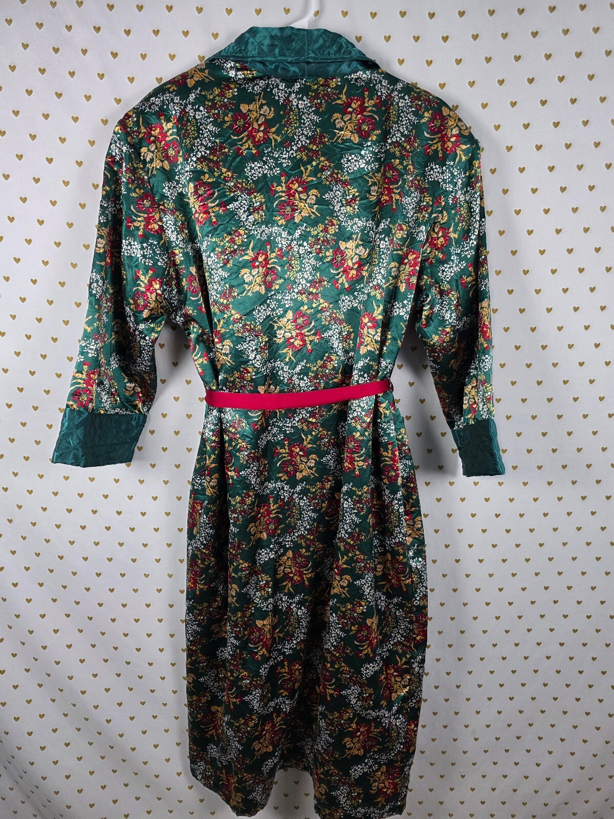 Vintage Victoria's Secret Gold Label Floral Robe P/S Green Quilted Long 80s