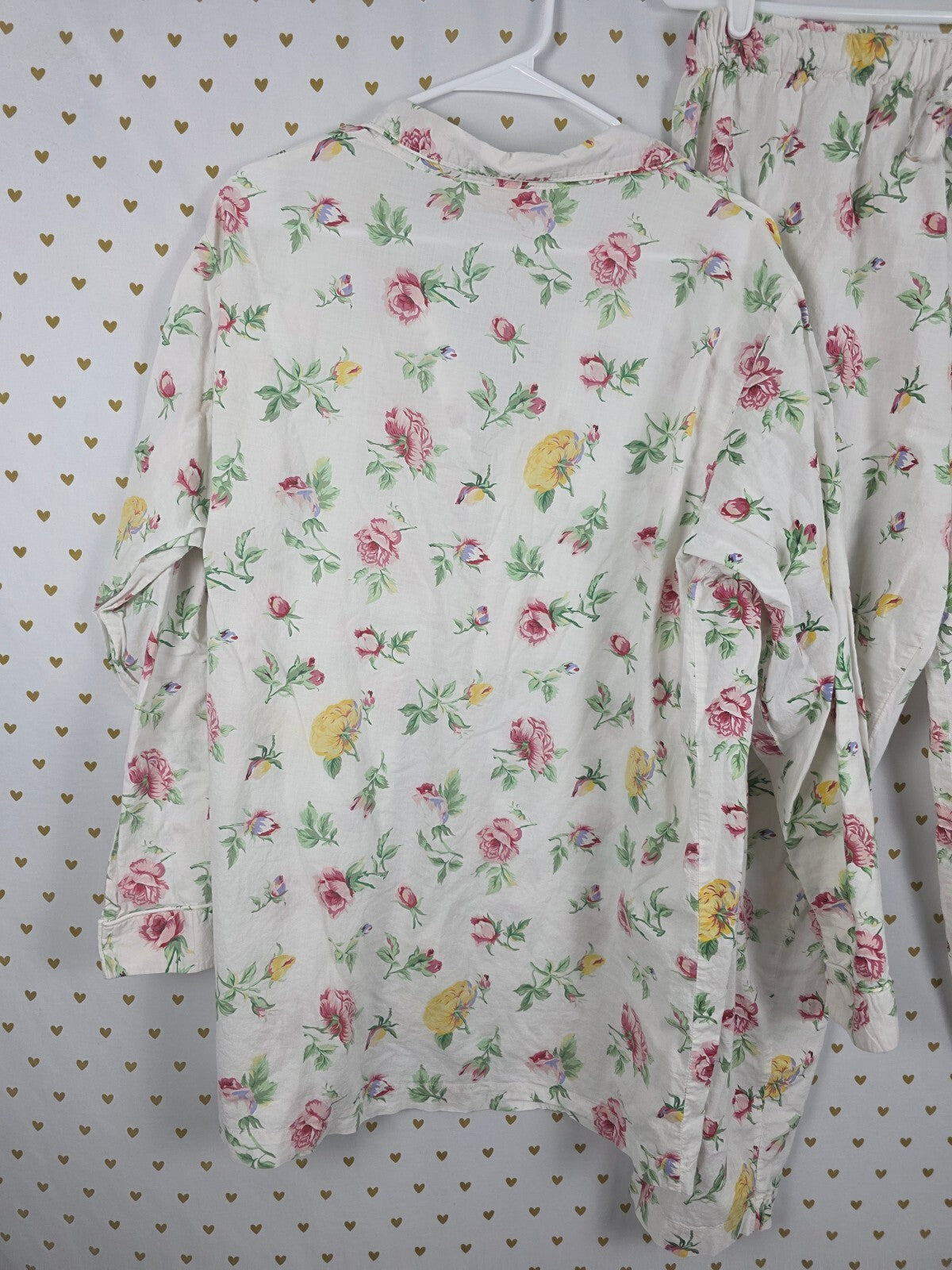 Vintage Victoria's Secret Gold Label Floral Cotton Pajama Set L 90s Rose