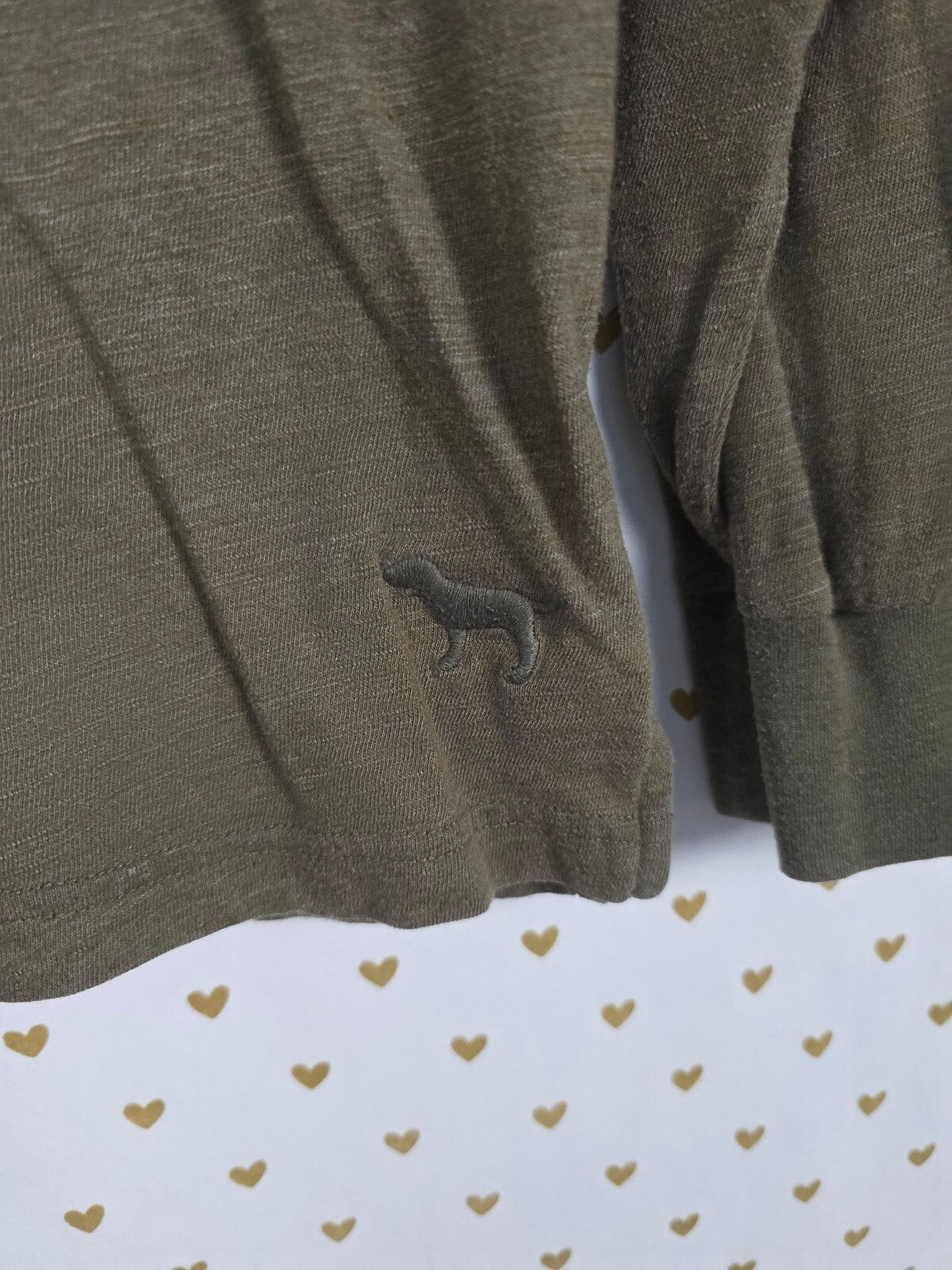 Victorias Secret PINK Green Long Sleeve Logo Henley Tee shirt Small