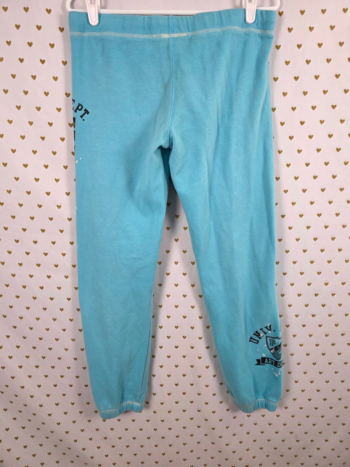 Vintage VS PINK Art Dept Hoodie Sweatpants Set XS Aqua Paint Splatter 1986