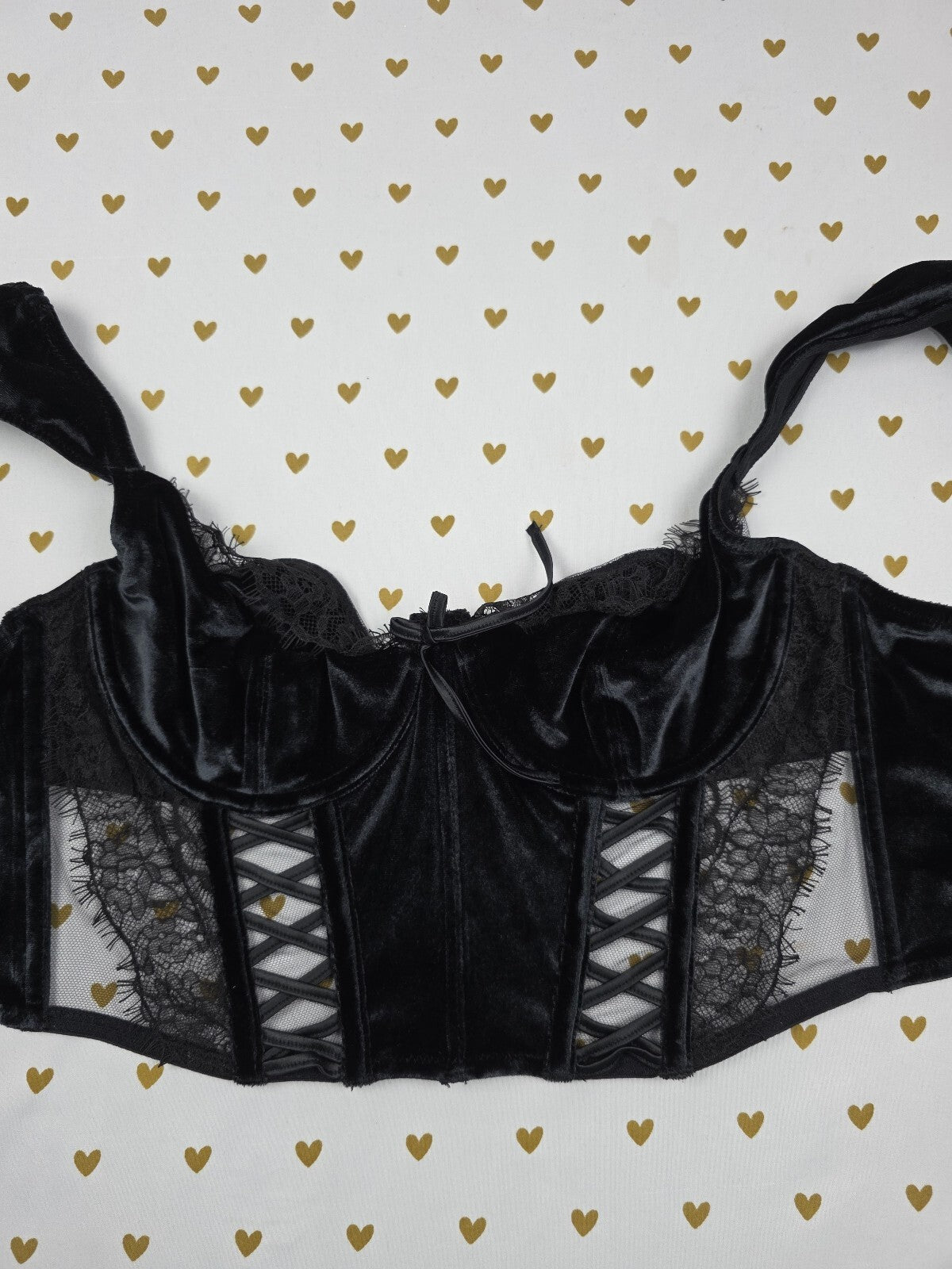 Victorias Secret Velvet Corset Tank Top Bustier Medium Bralette Bra Top Tank