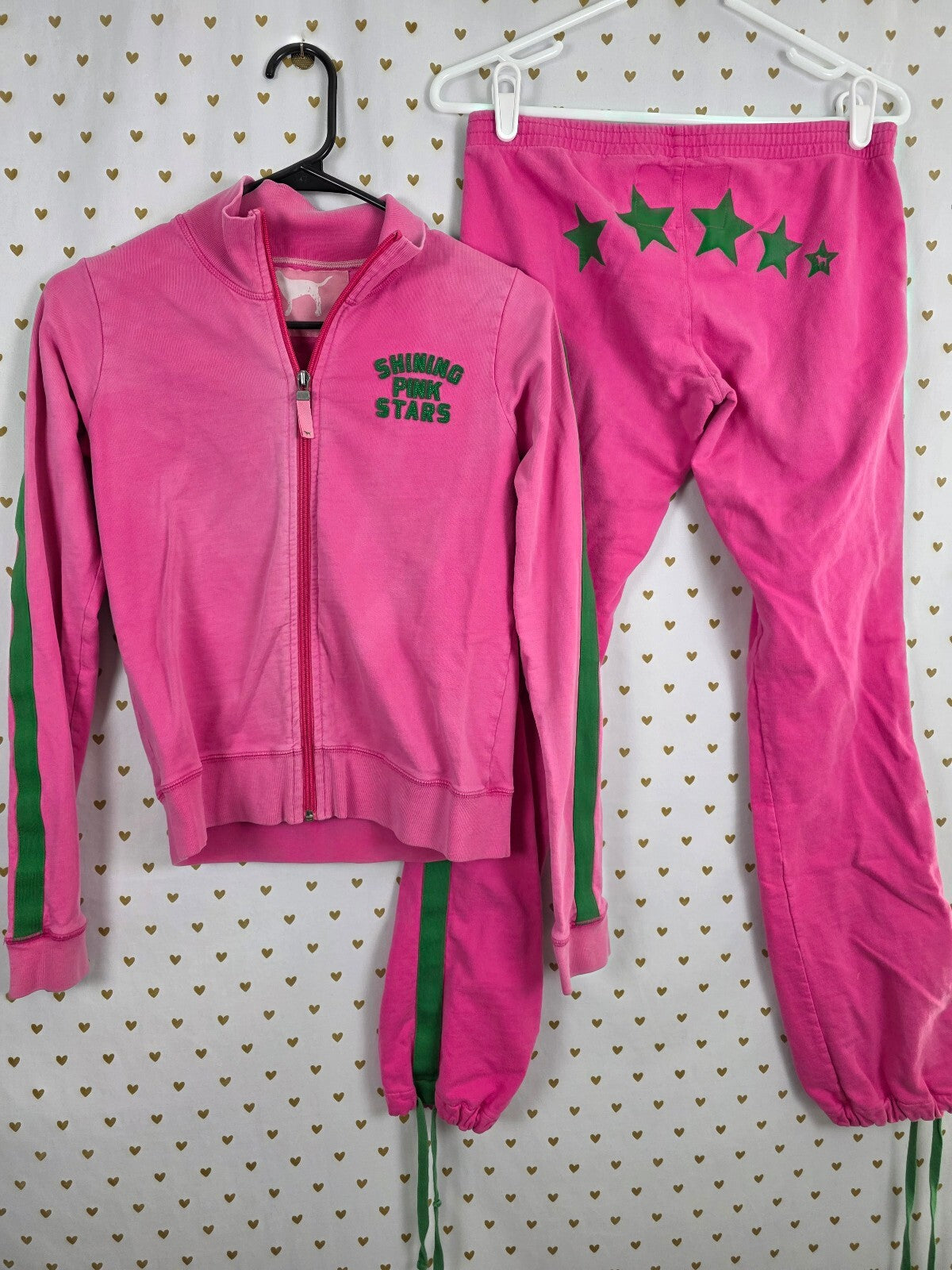 Vintage Victoria's Secret PINK Shining Pink Stars Tracksuit Set XS