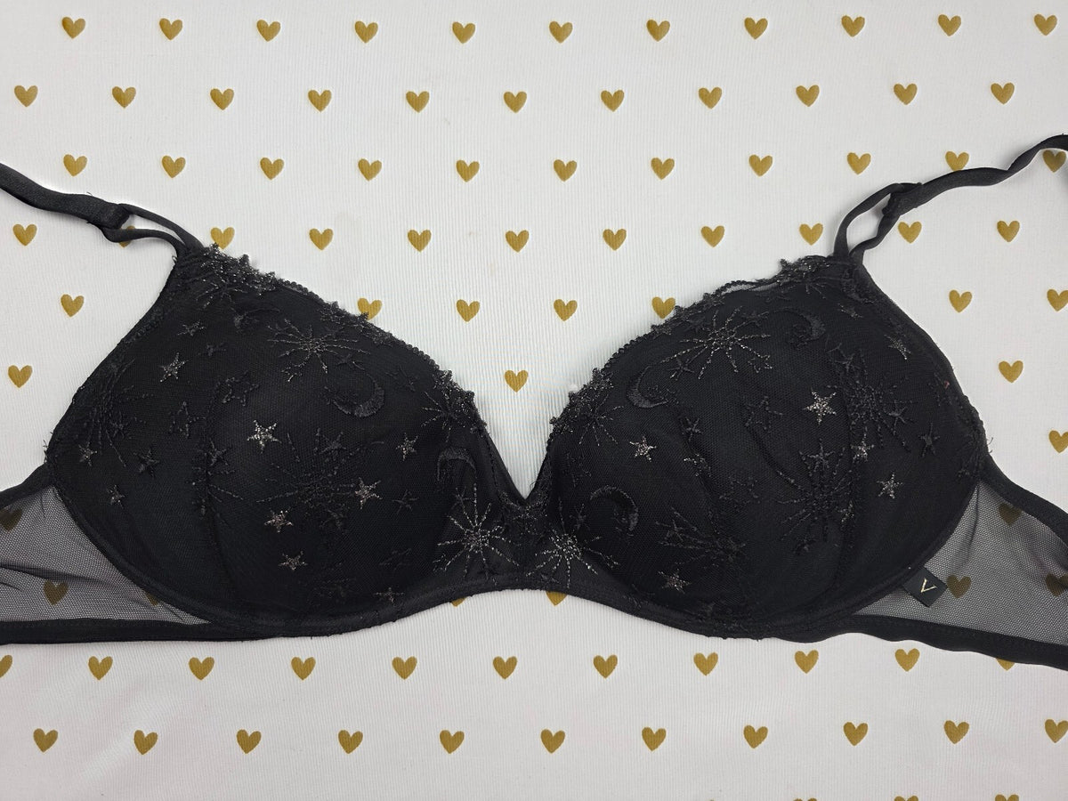 Victorias Secret Padded No Wire Wireless Bra 34D Stars