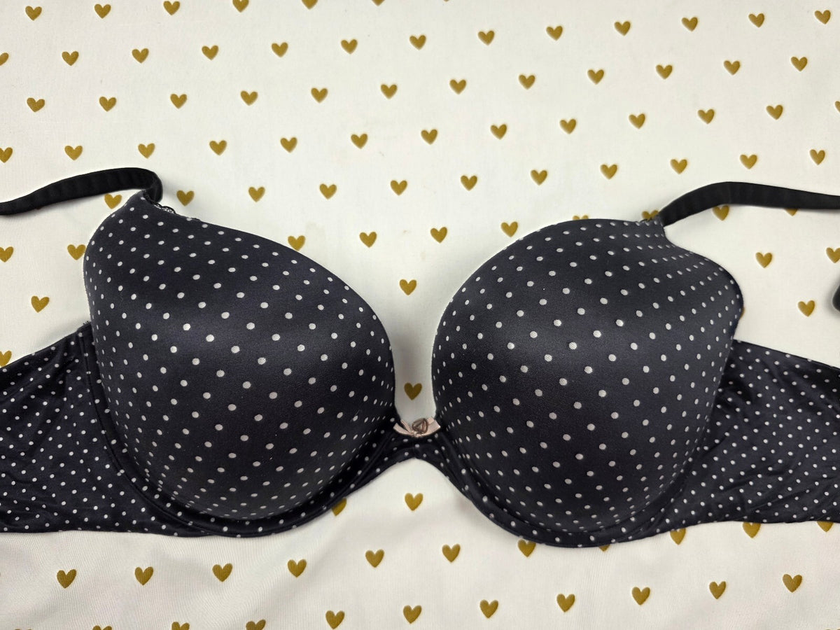 Victoria's Secret Polka Dot Push Up Bra Body By Victoria 34DDD 34F