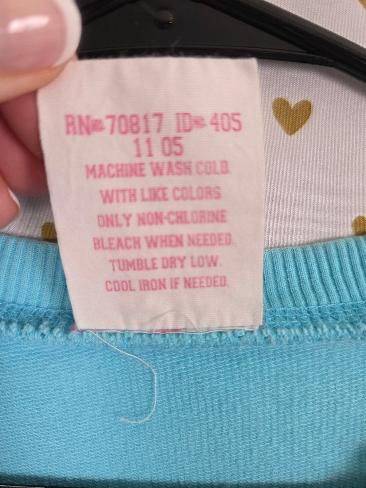 Vintage 2005 Victoria's Secret PINK 86 Sweatshirt Shorts Set M Y2K Aqua