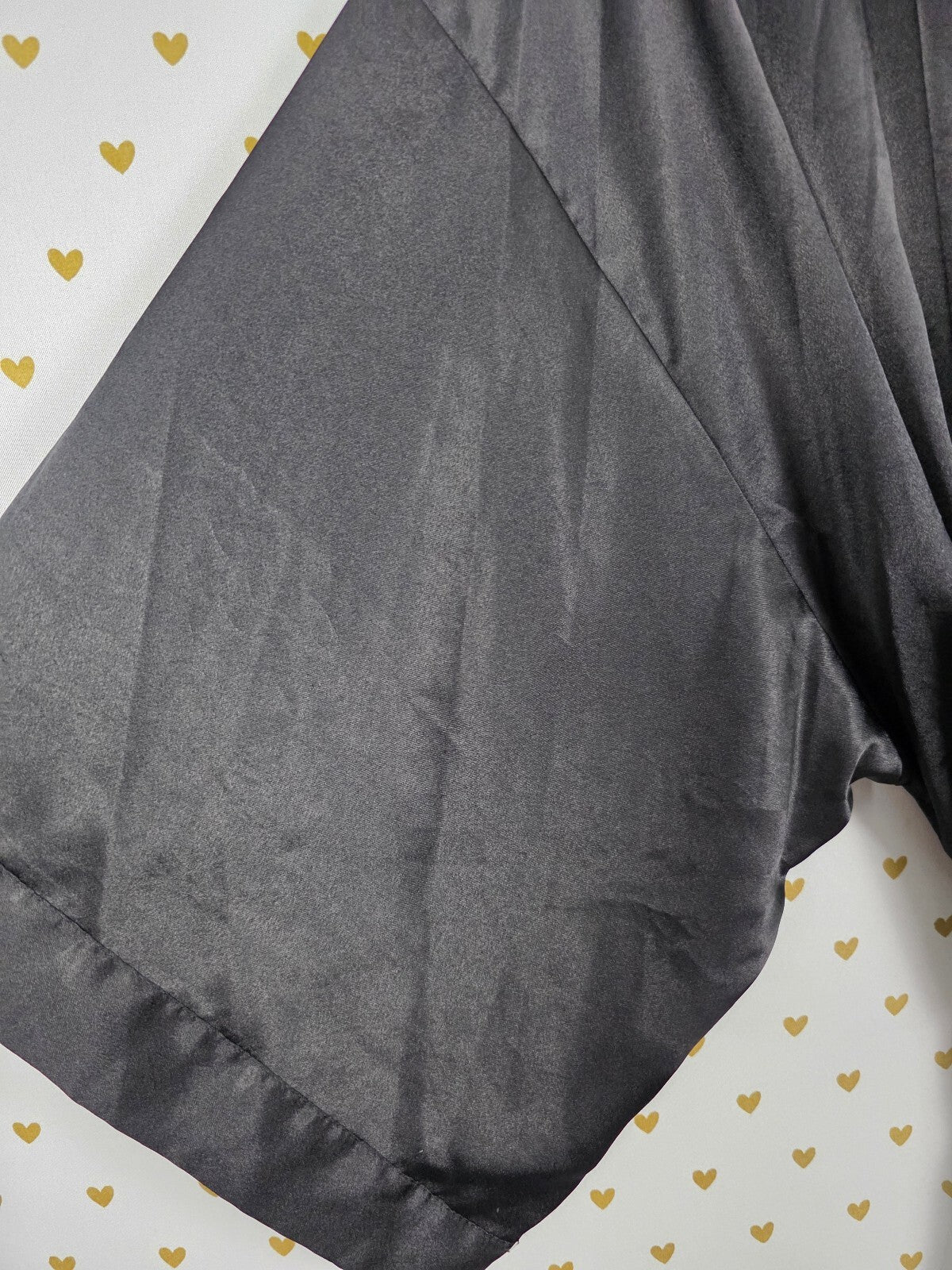 Victorias Secret Satin Silky Robe Black Kimono Lounger One Size fits all