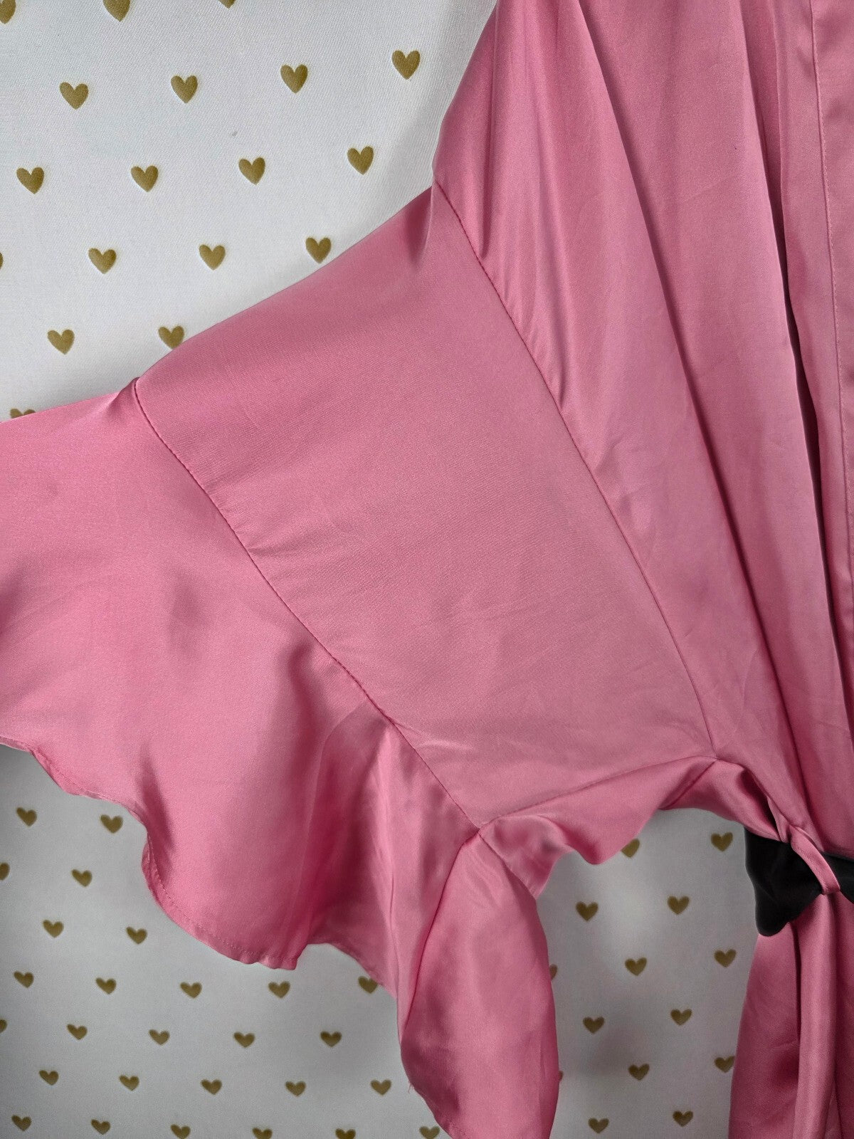 Victorias Secret Satin Silky Robe Pink Ruffle Flutter Lounge XS SMALL