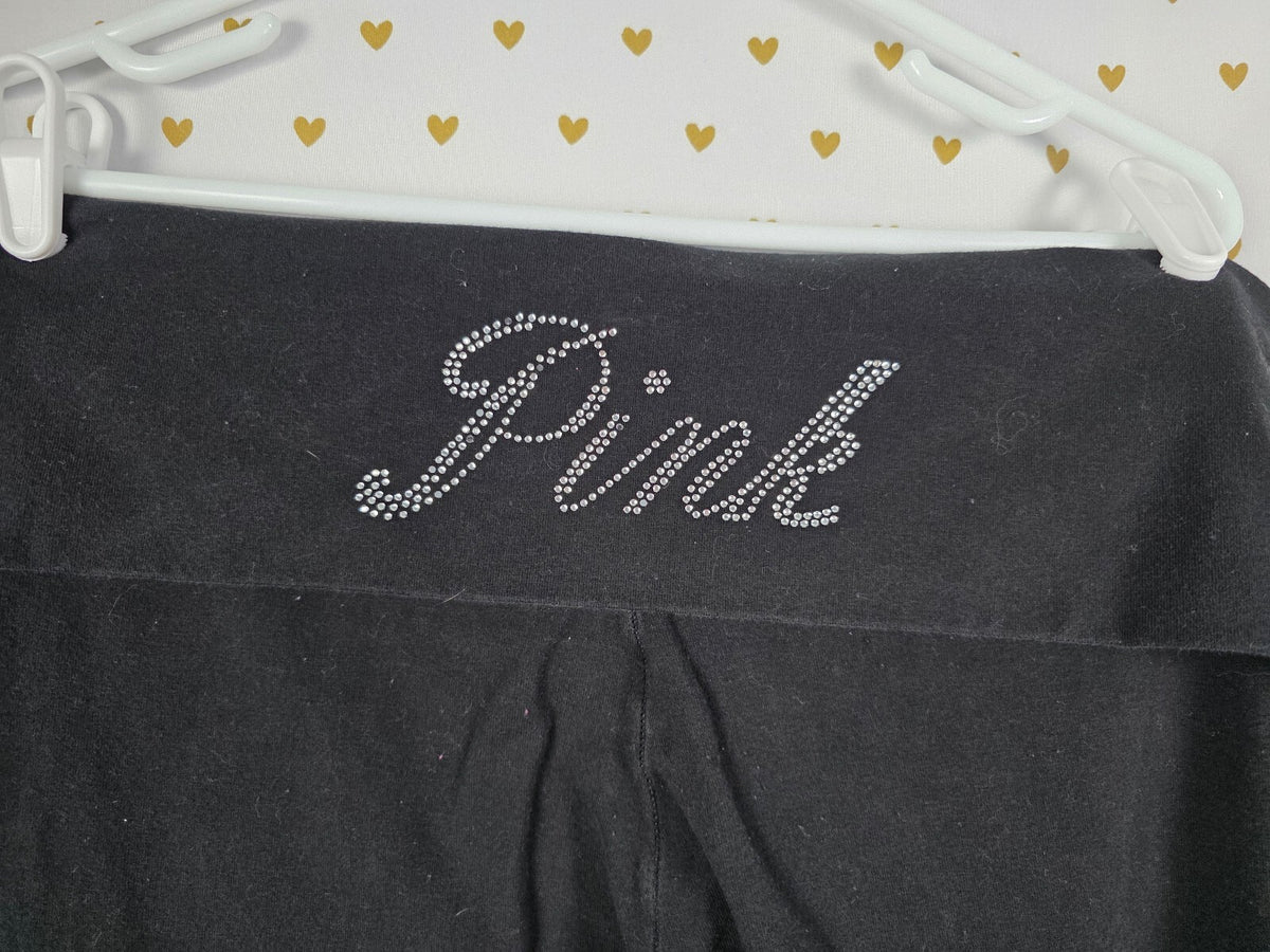 Victorias Secret PINK Studded Bling Logo XL Foldover Flare Yoga Pants